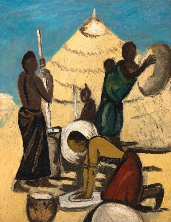 Abstract Composition, verso by Bantu Women Grinding Mealies, recto by ...