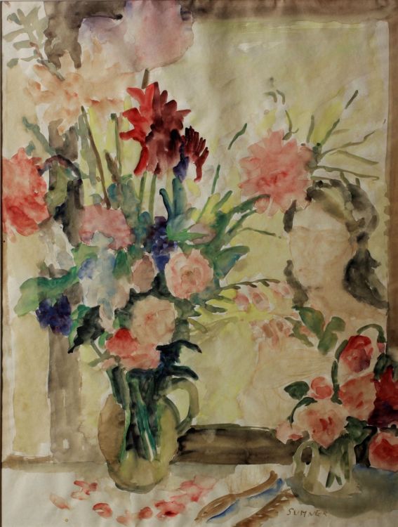 Maud Sumner; Flowers in a Glass Jug