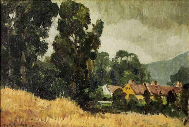 Piet van Heerden; Landscape with Houses and Trees