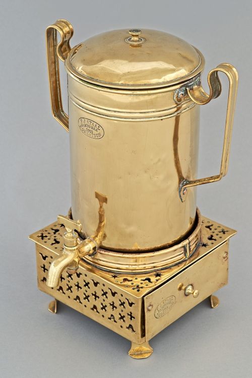 A Cape brass coffee urn and konfoor, Frederik Johannes Staal