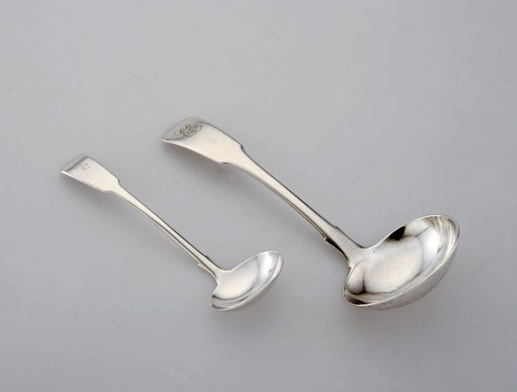 A Cape silver Fiddle pattern sauce ladle, Lawrence Holme Twentyman