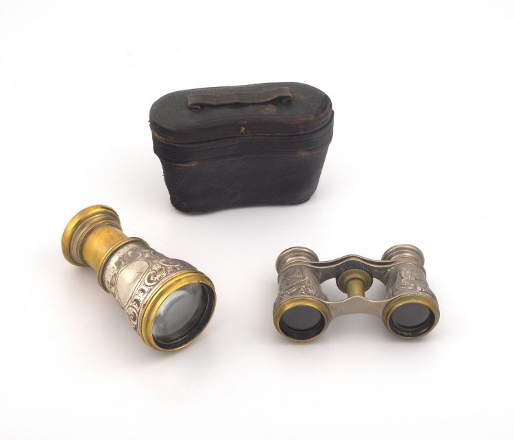 A pair of Victorian silver, chrome and brass opera glasses, makers ...