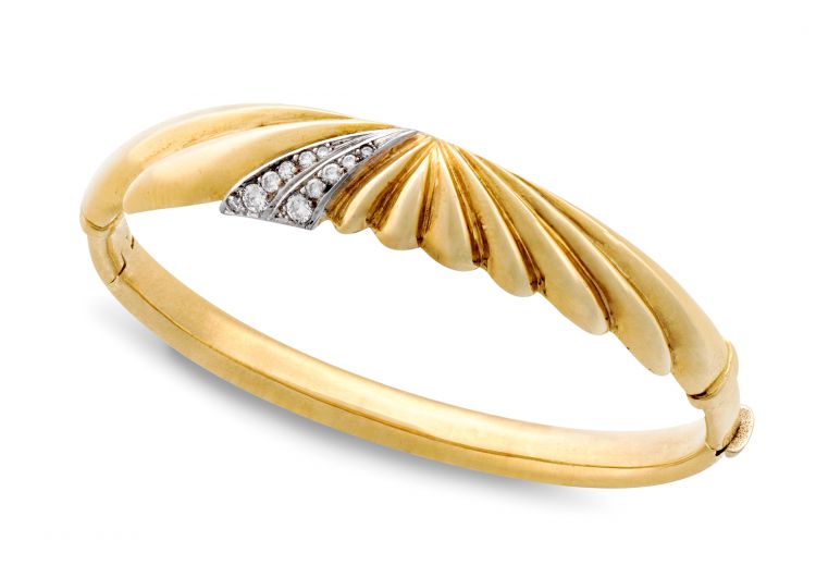 Italian diamond and 18ct gold bangle
