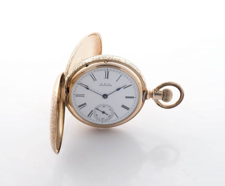 American AW Co Waltham 14ct gold keyless full hunter pocket