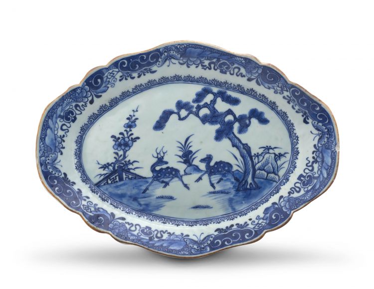 A Chinese Export blue and white dish, Qing Dynasty, Qianlong period, 1735-1796