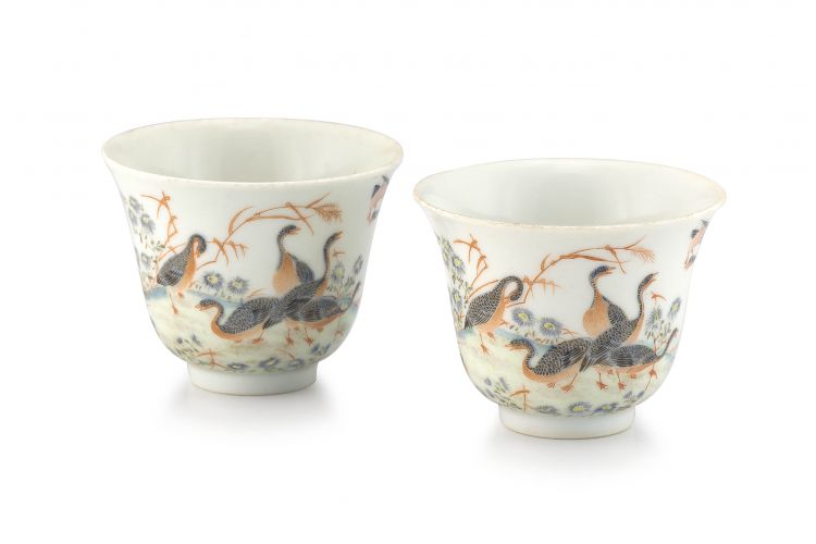 A pair of Chinese tea bowls, Tongzhi period, 1861-1875
