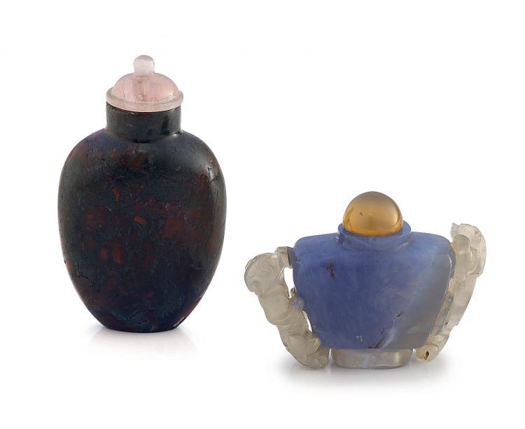 A Chinese quartz, dendritic chalcedony snuff bottle, Qing Dynasty, 19th century