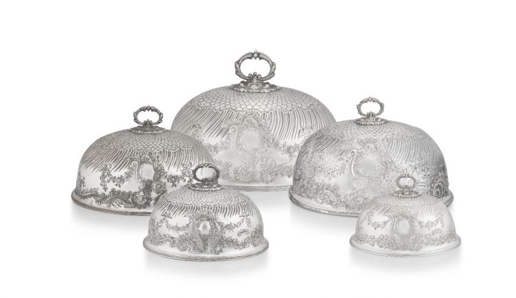 Five Mappin & Webb 'Prince's' plate domes, 20th century