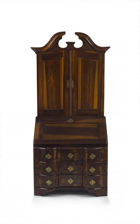A Cape stinkwood parquetry bureau cabinet, late 18th/early 19th century