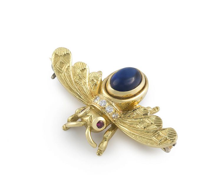 Diamond, sapphire and ruby brooch, Charles Greig