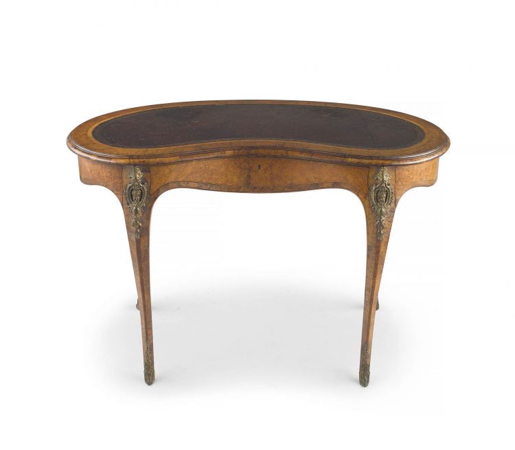 A Victorian walnut and gilt-metal-mounted desk