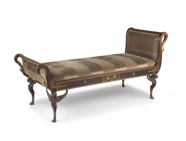 A French Empire style mahogany and gilt-metal-mounted recamier, 19th century