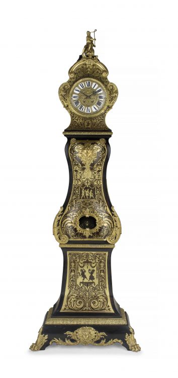 A Louis XV style ormulu-mounted boulle ebonised longcase clock, circa 1860