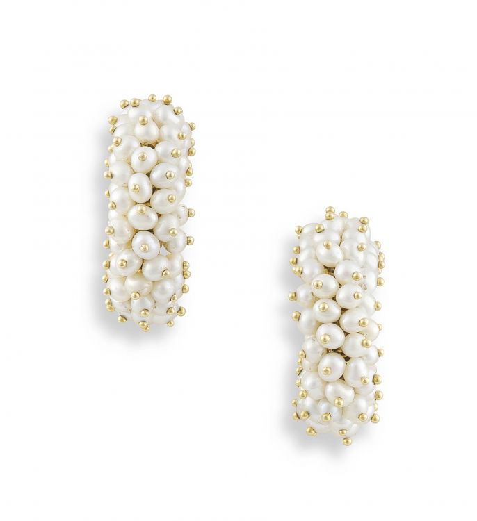 Pair of Italian pearl and gold earrings, Le-Gi