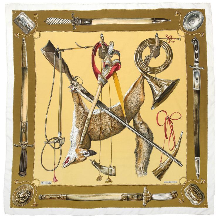 Hermès Le Renard silk scarf, designed by Henri de Linarés