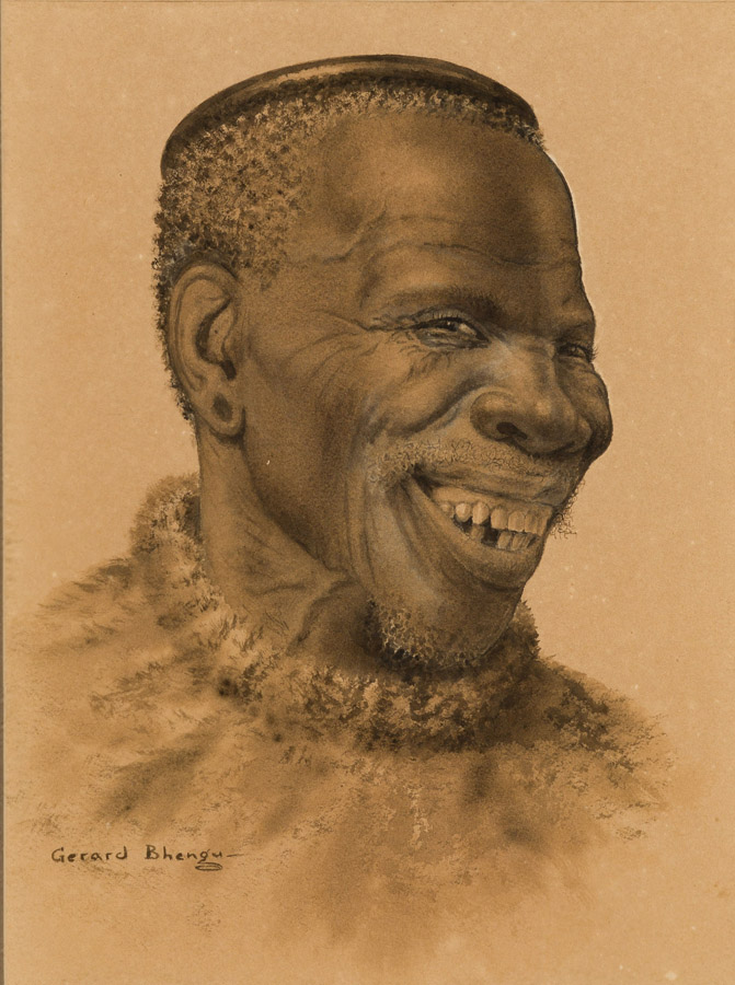 Gerard Bhengu; Portrait of Zulu Chief (Ringkop)