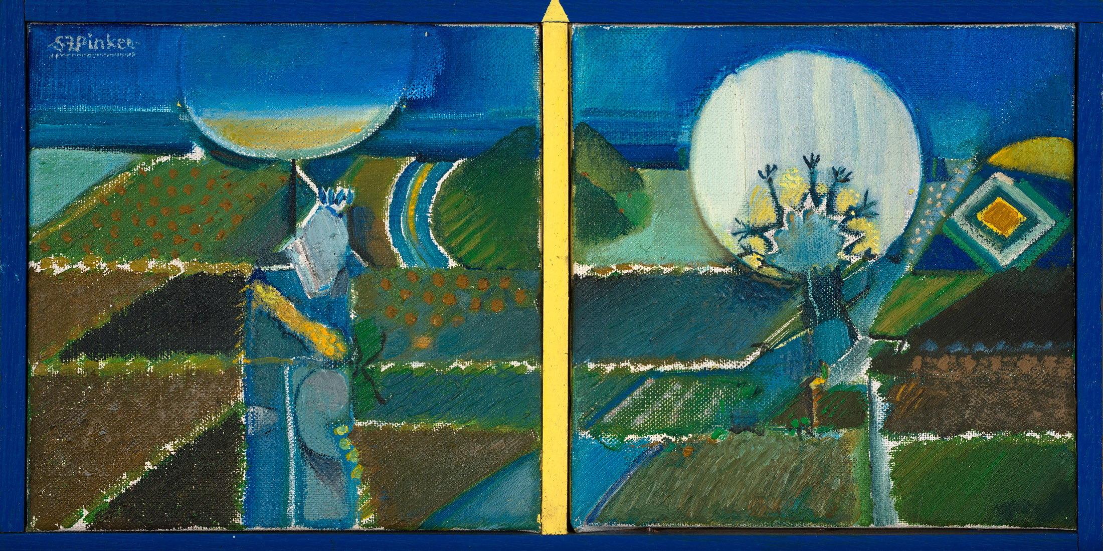 Stanley Pinker; Abstract Landscape, diptych