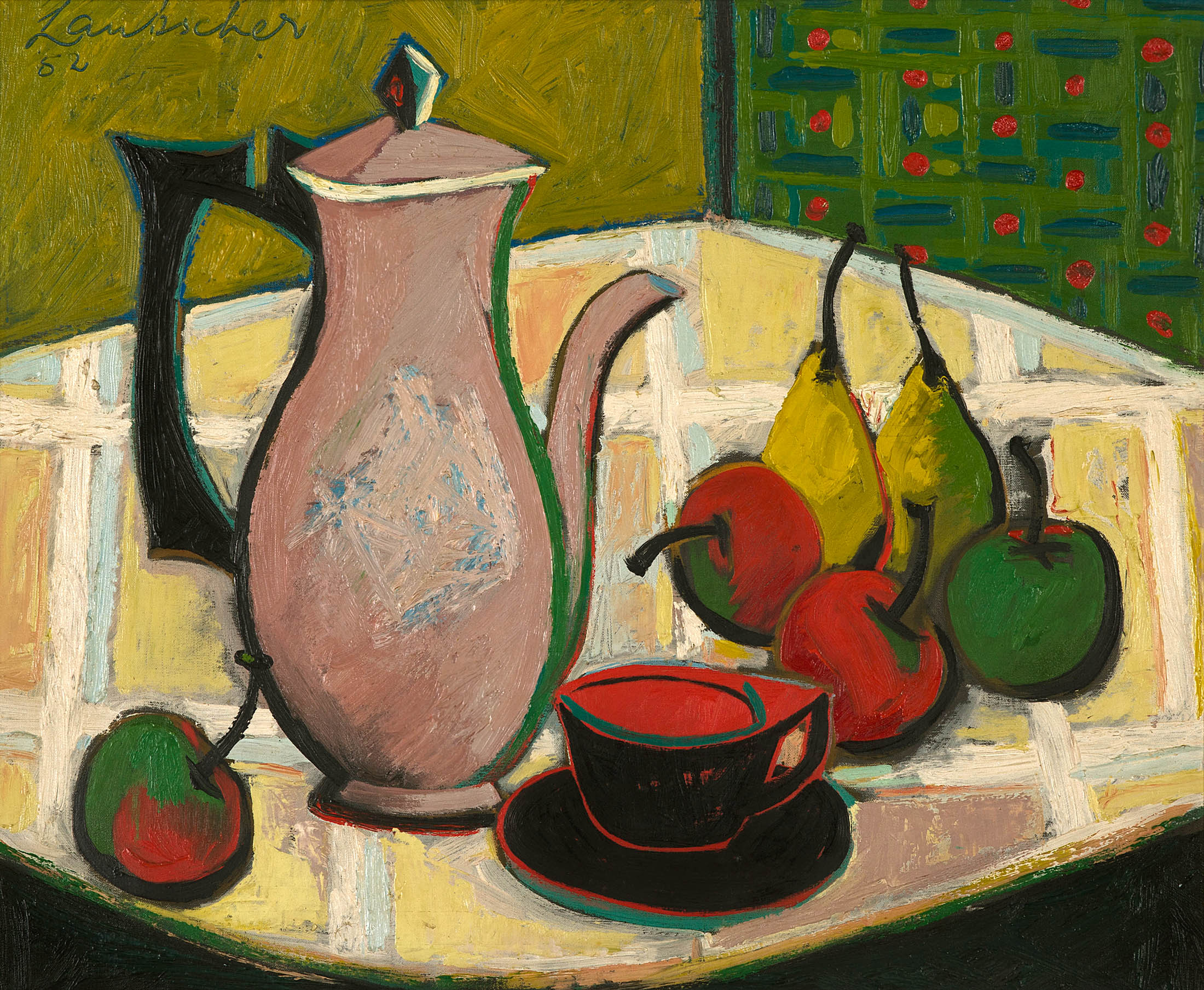Erik Laubscher; Still Life with Coffee Pot and Fruit