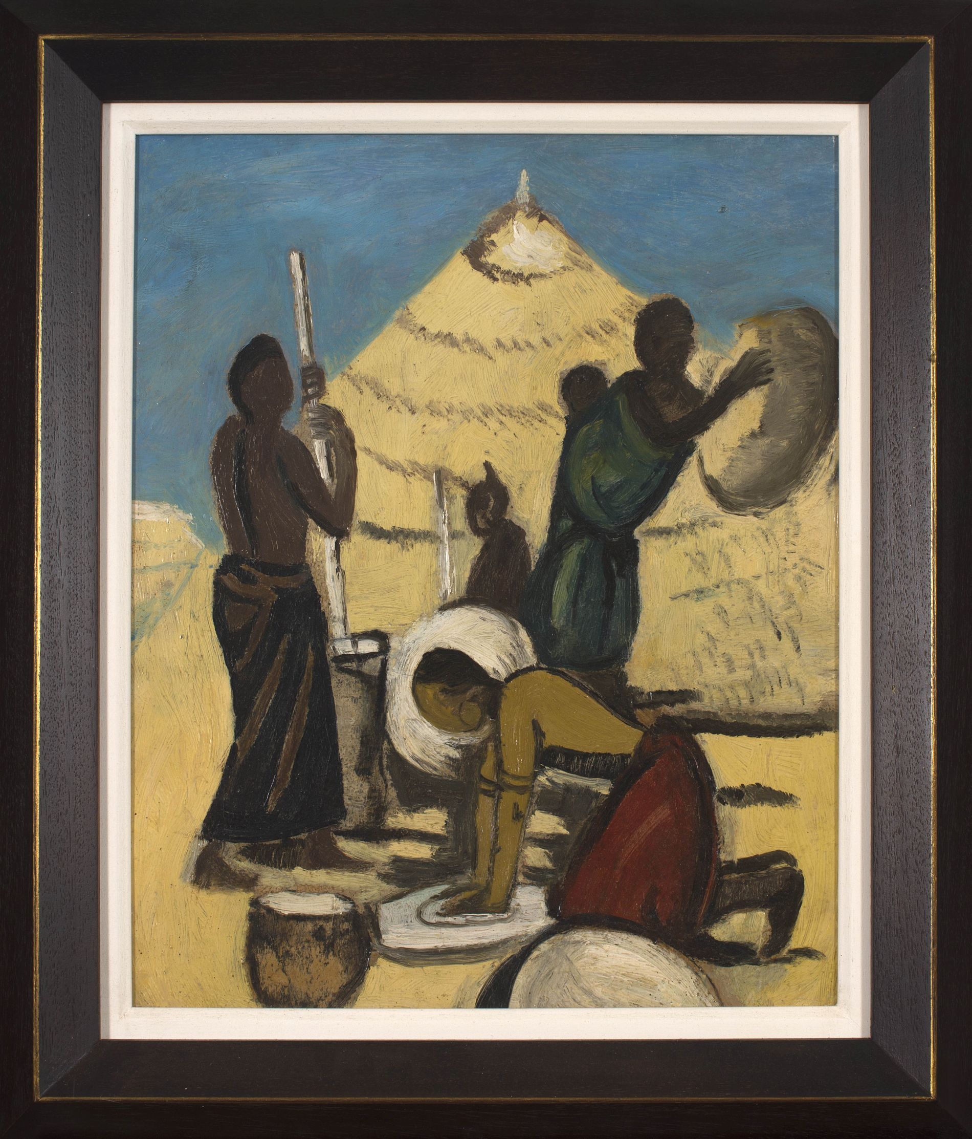 Pranas Domsaitis; Bantu Women Grinding Mealies, recto; Abstract Composition, verso