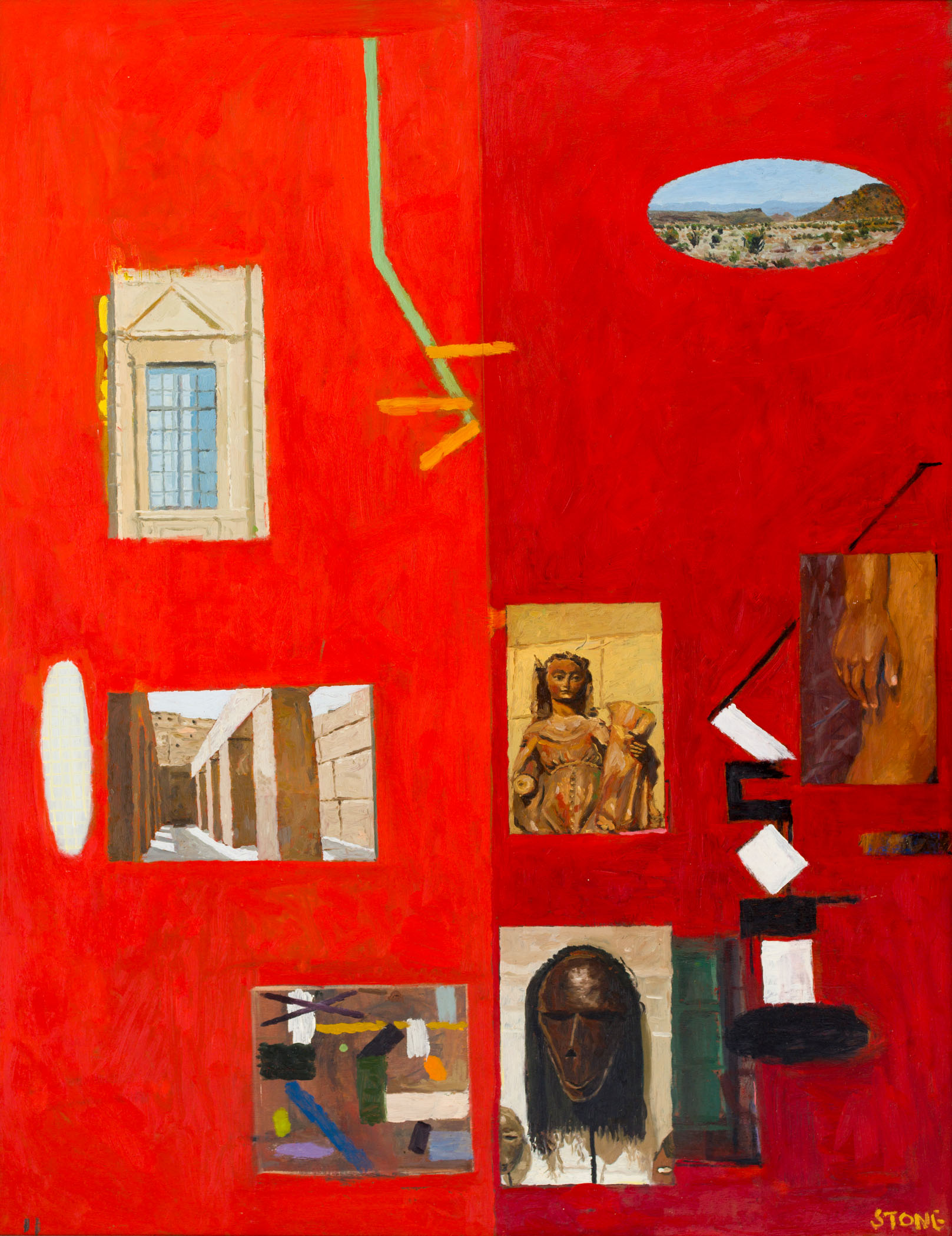 Simon Stone; Red Painting with Mask
