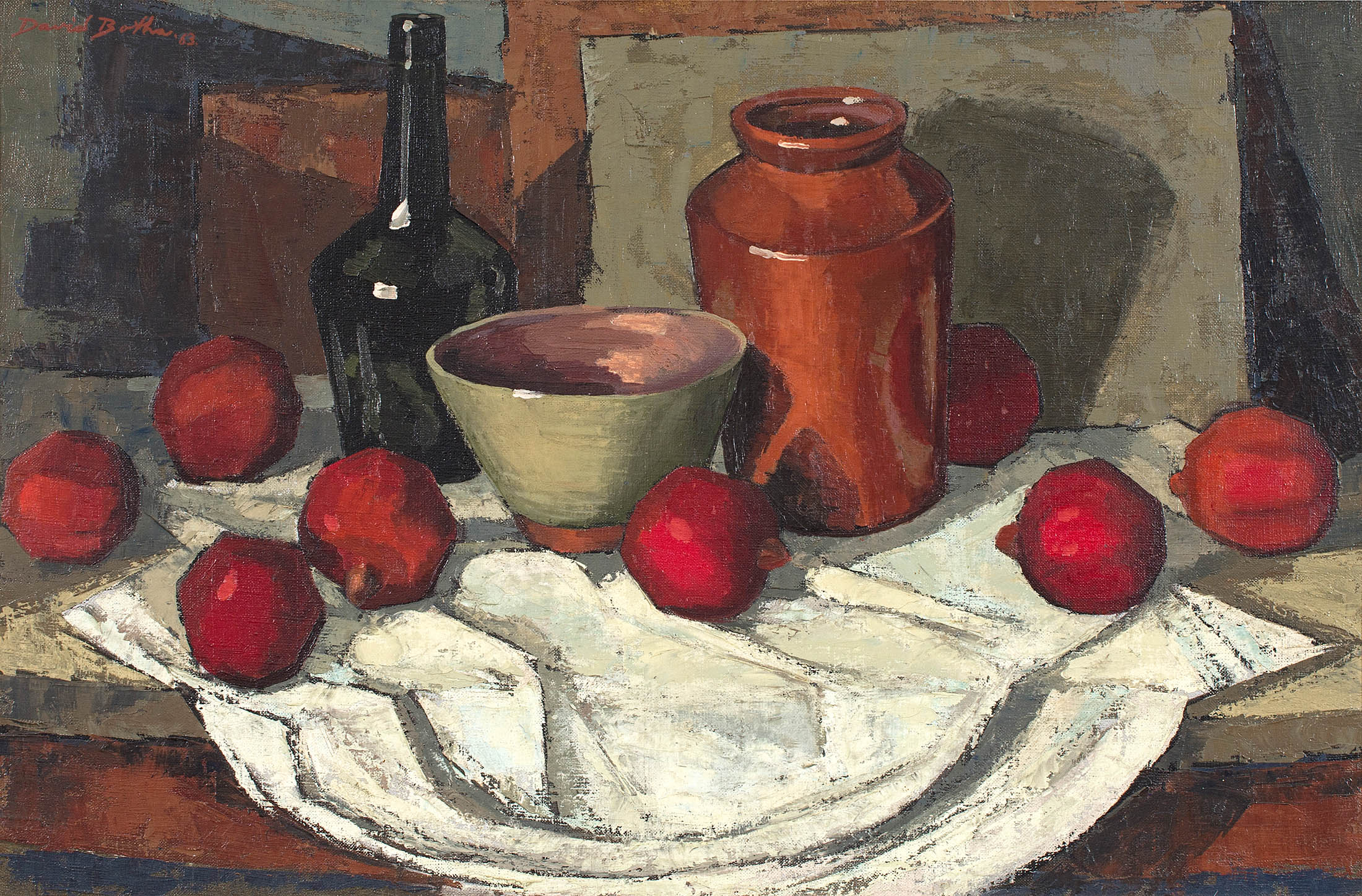 David Botha; Still Life with Pomegranates and Vessels
