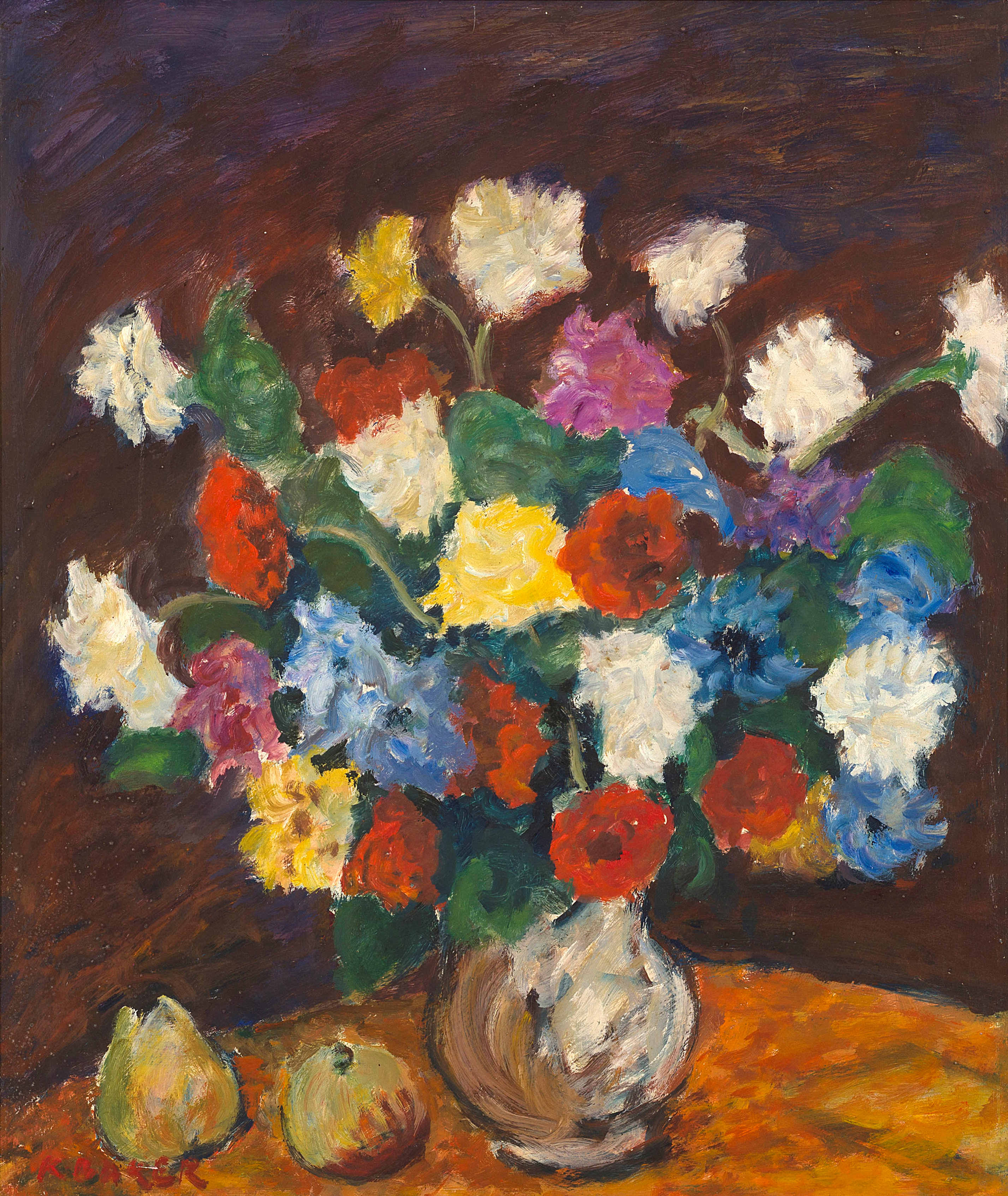 Kenneth Baker; Still Life with Flowers and Pears