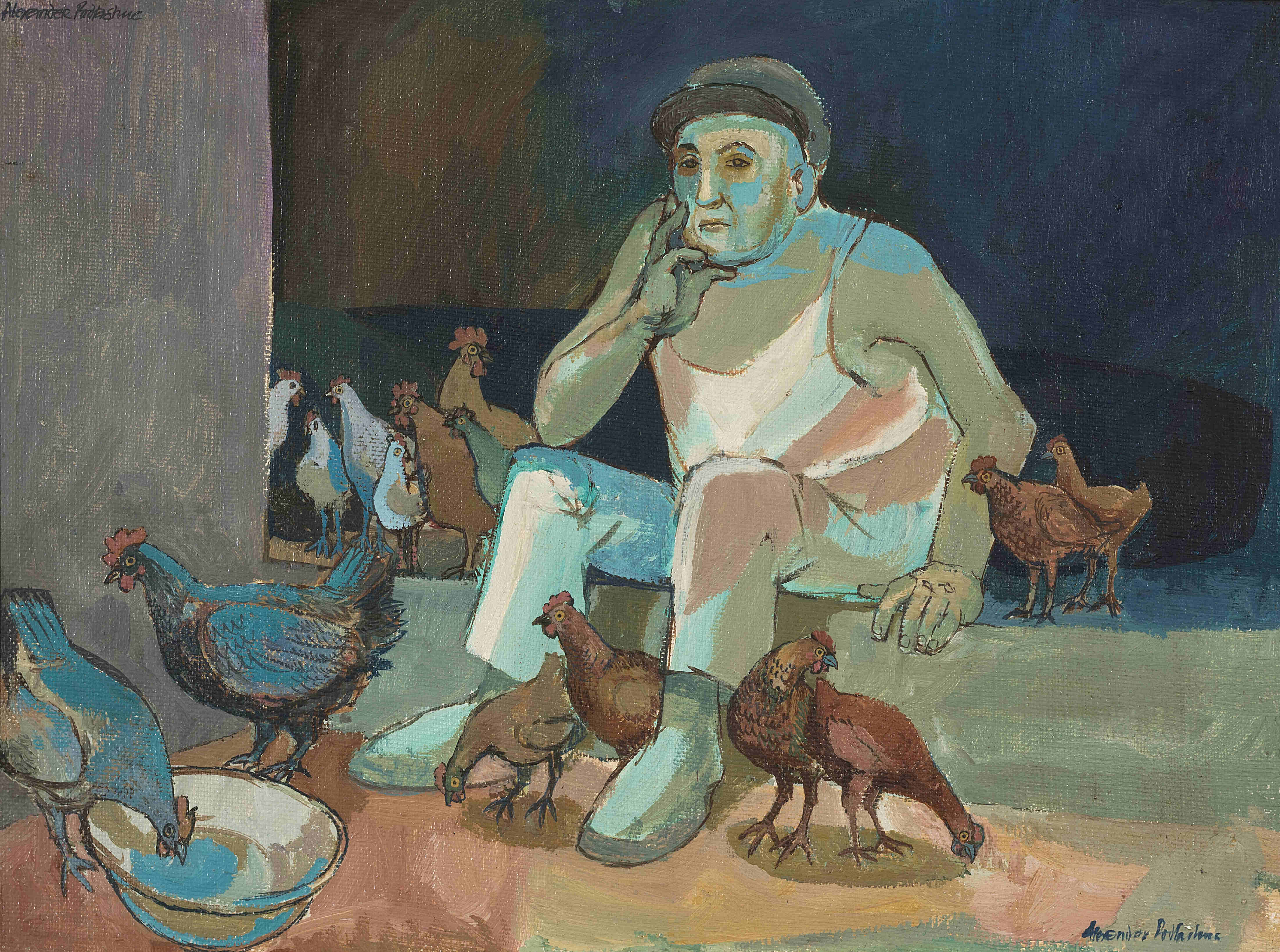 Alexander Podlashuc; Man with Chickens