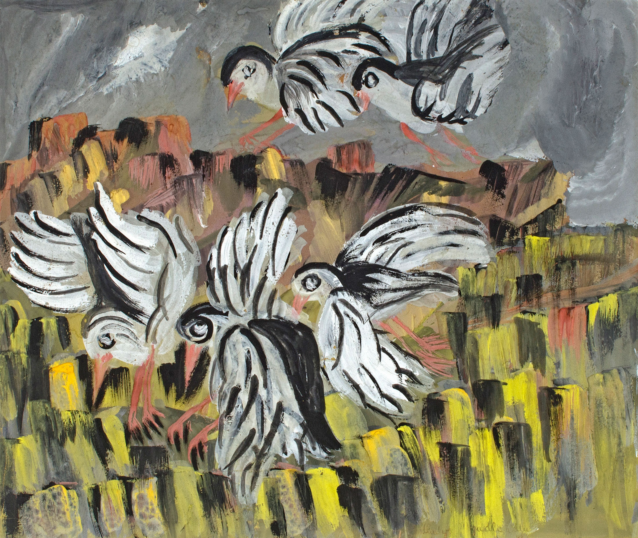 Gladys Mgudlandlu; Birds over a Field