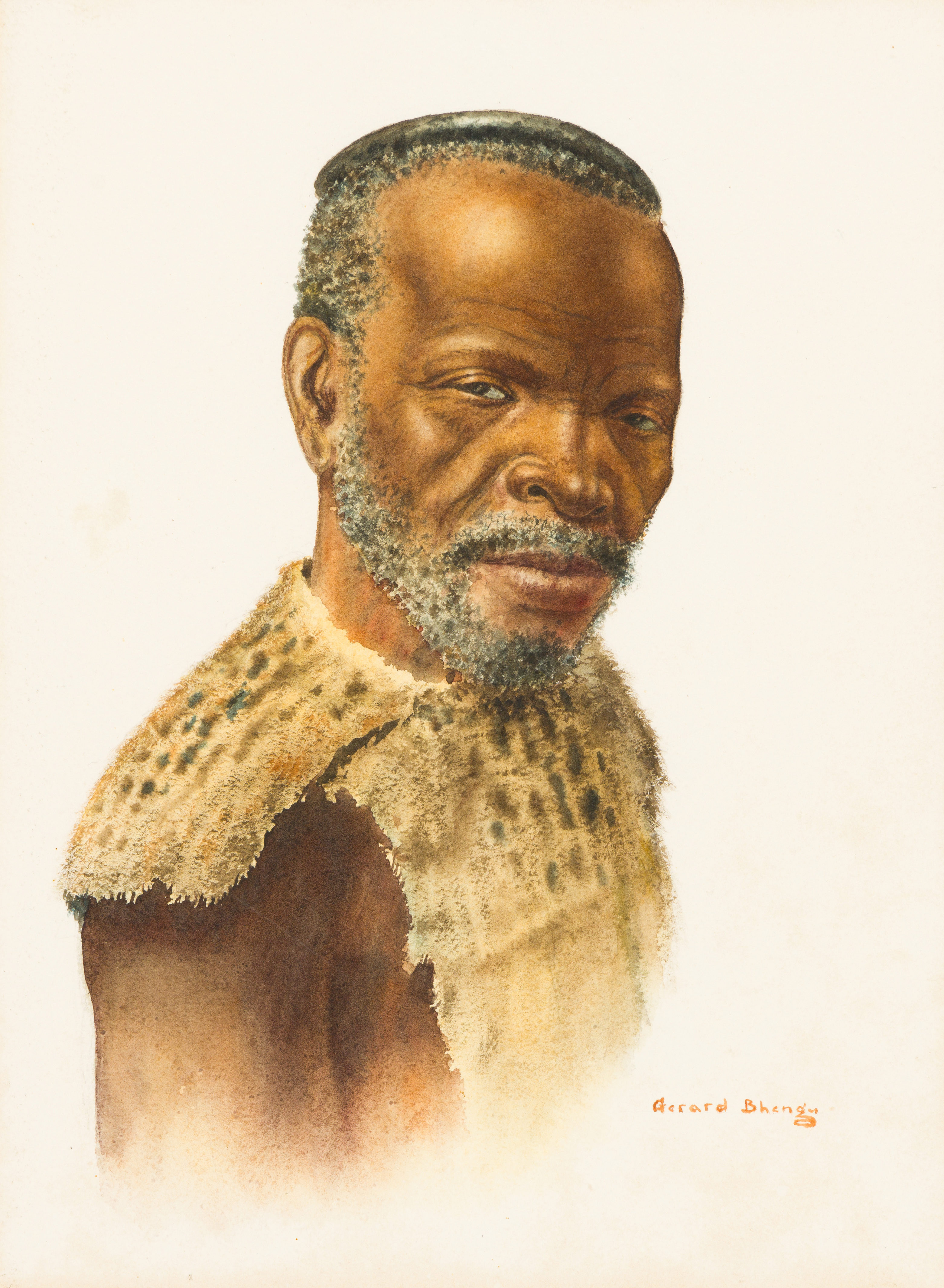 Gerard Bhengu; Portrait of a Man Wearing Head Ring