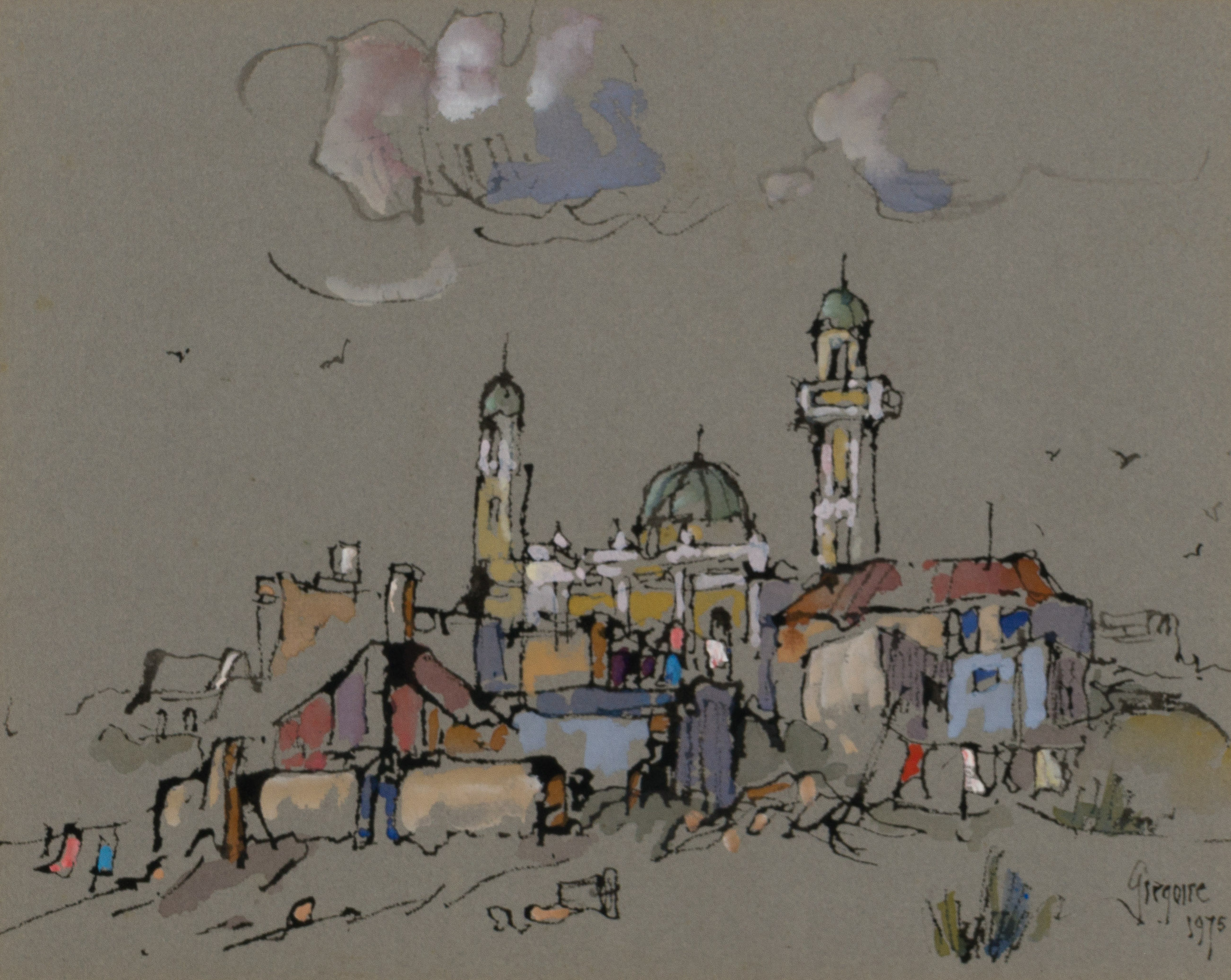 Gregoire Boonzaier; Moskee en Agterbuurt, Ou Kaapstad (Mosque and Slums, Old Cape Town)