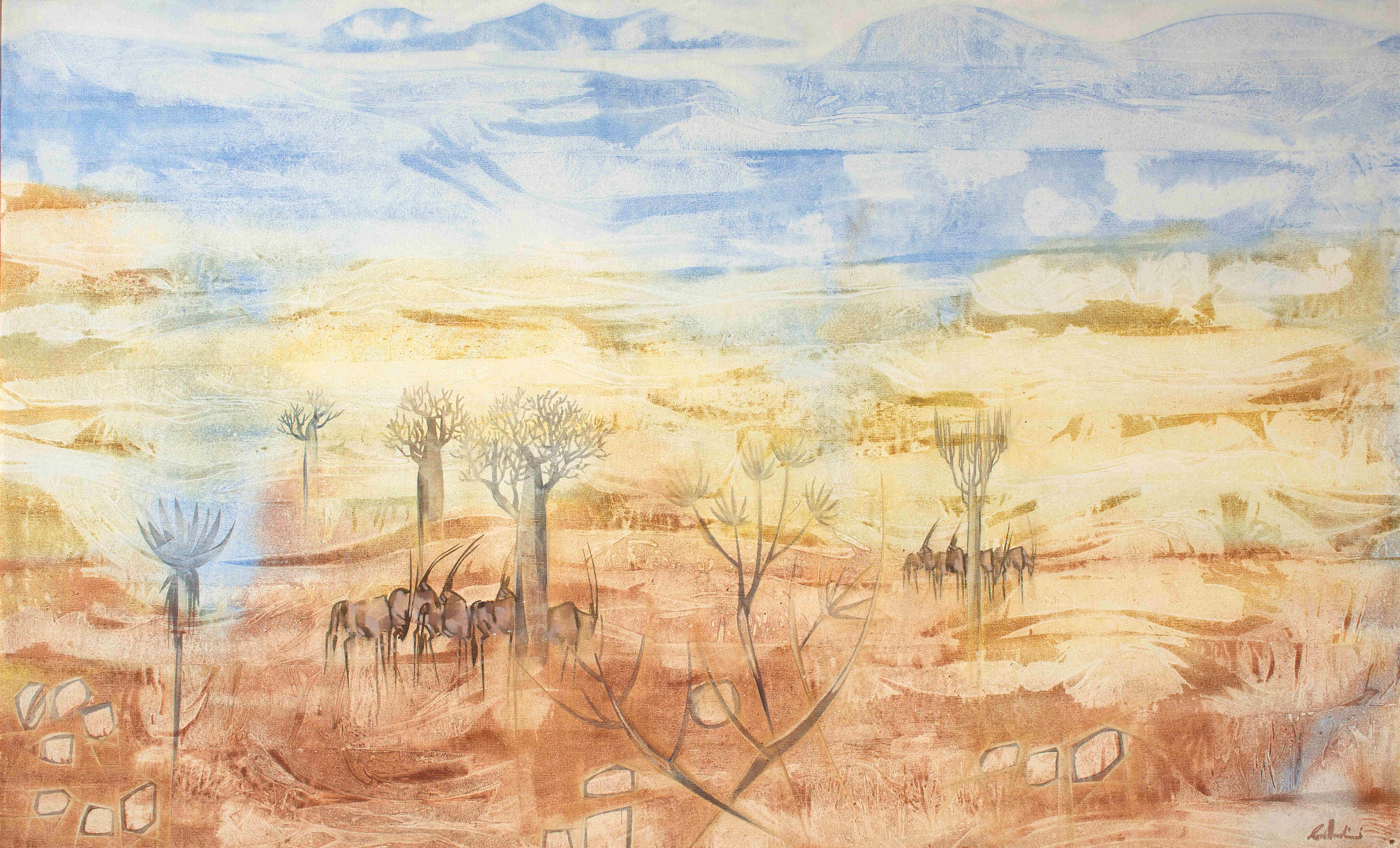 Gordon Vorster; Gemsbokke in an Extensive Arid Landscape