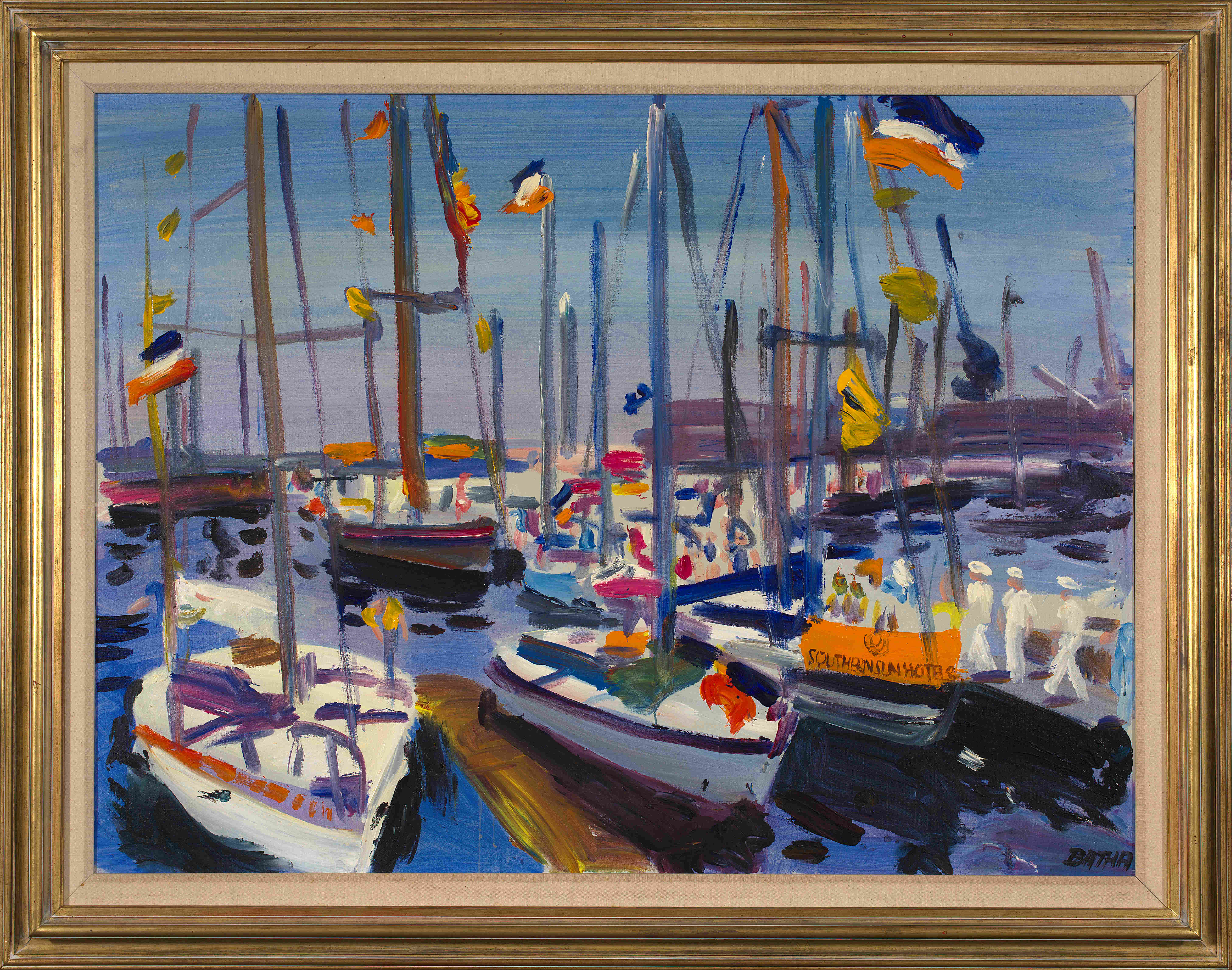 Gerhard Batha; Boats at Anchor (Dutch Flags)