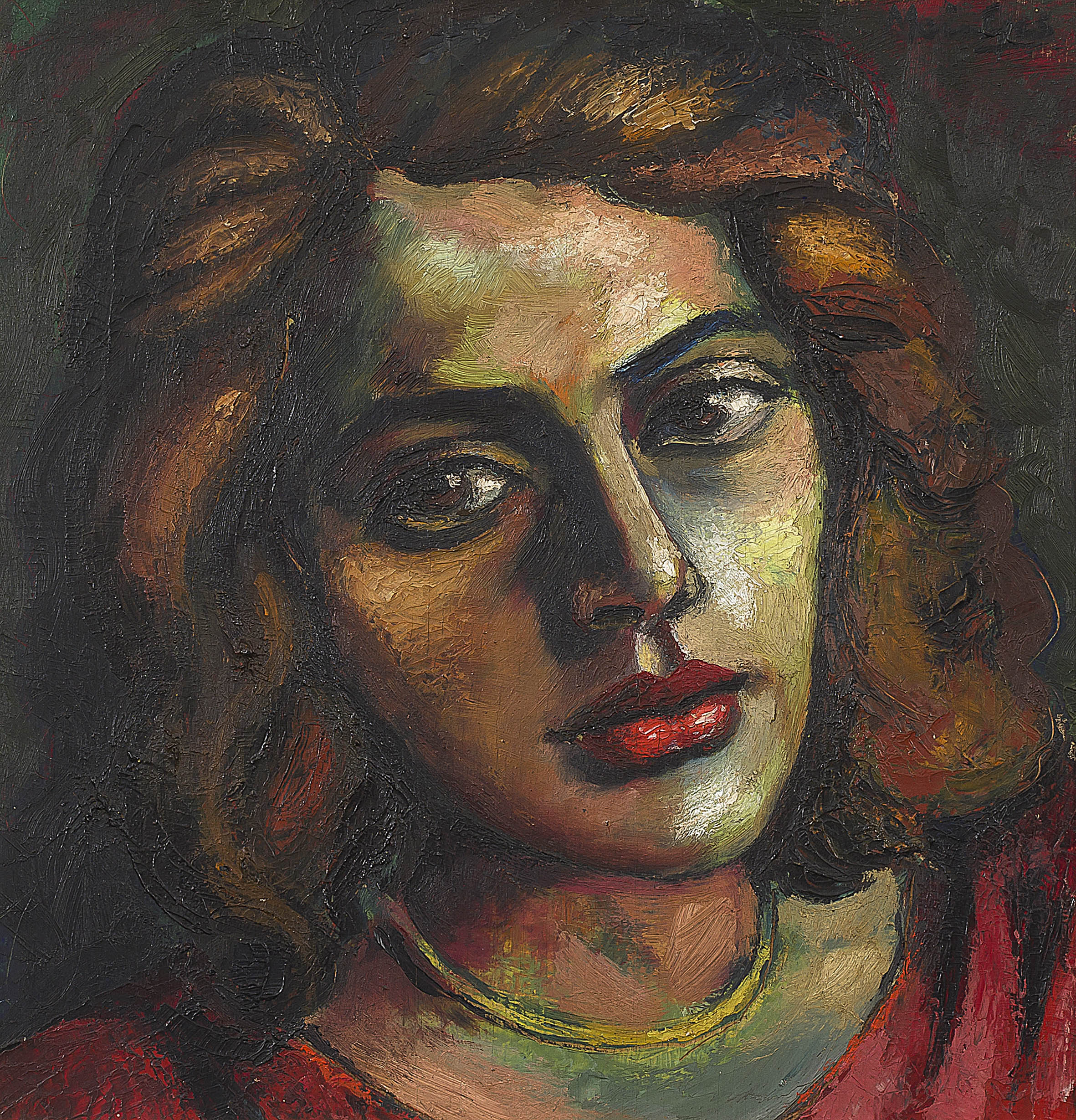 Johannes Meintjes; Girl in Red (Portrait of Ernestine Meintjes, the artist’s sister)