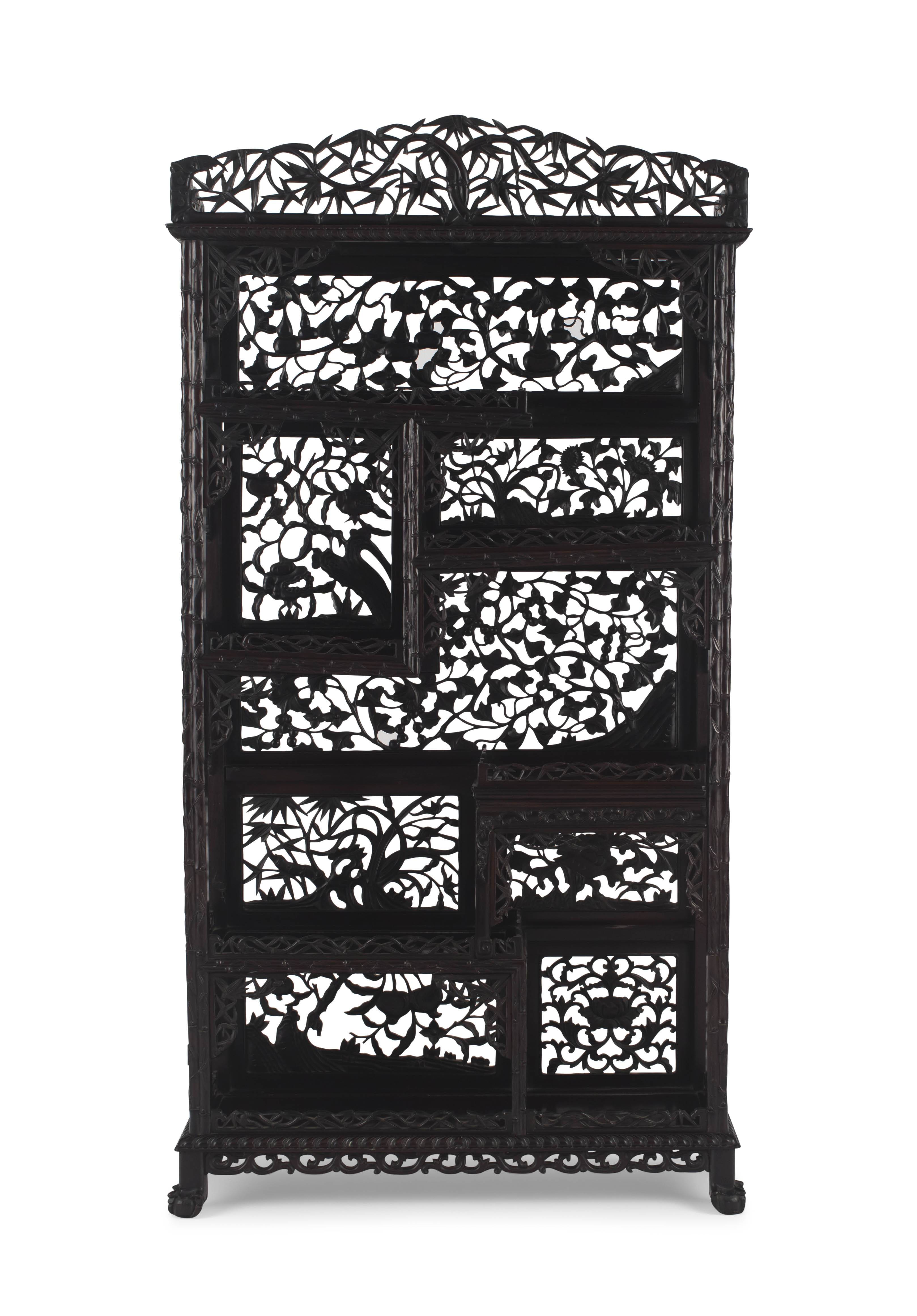 A Chinese carved hardwood 'bamboo' stand, late 19th/early 20th century