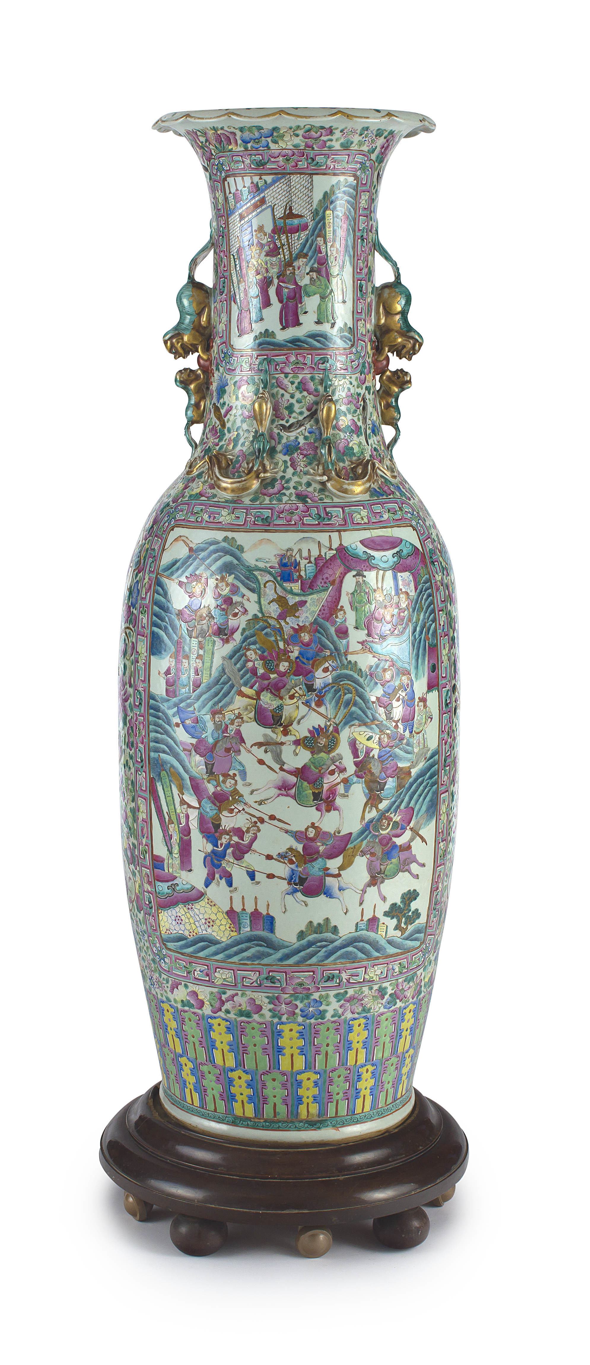 A large Canton famille-rose vase, Qing dynasty, late 19th century