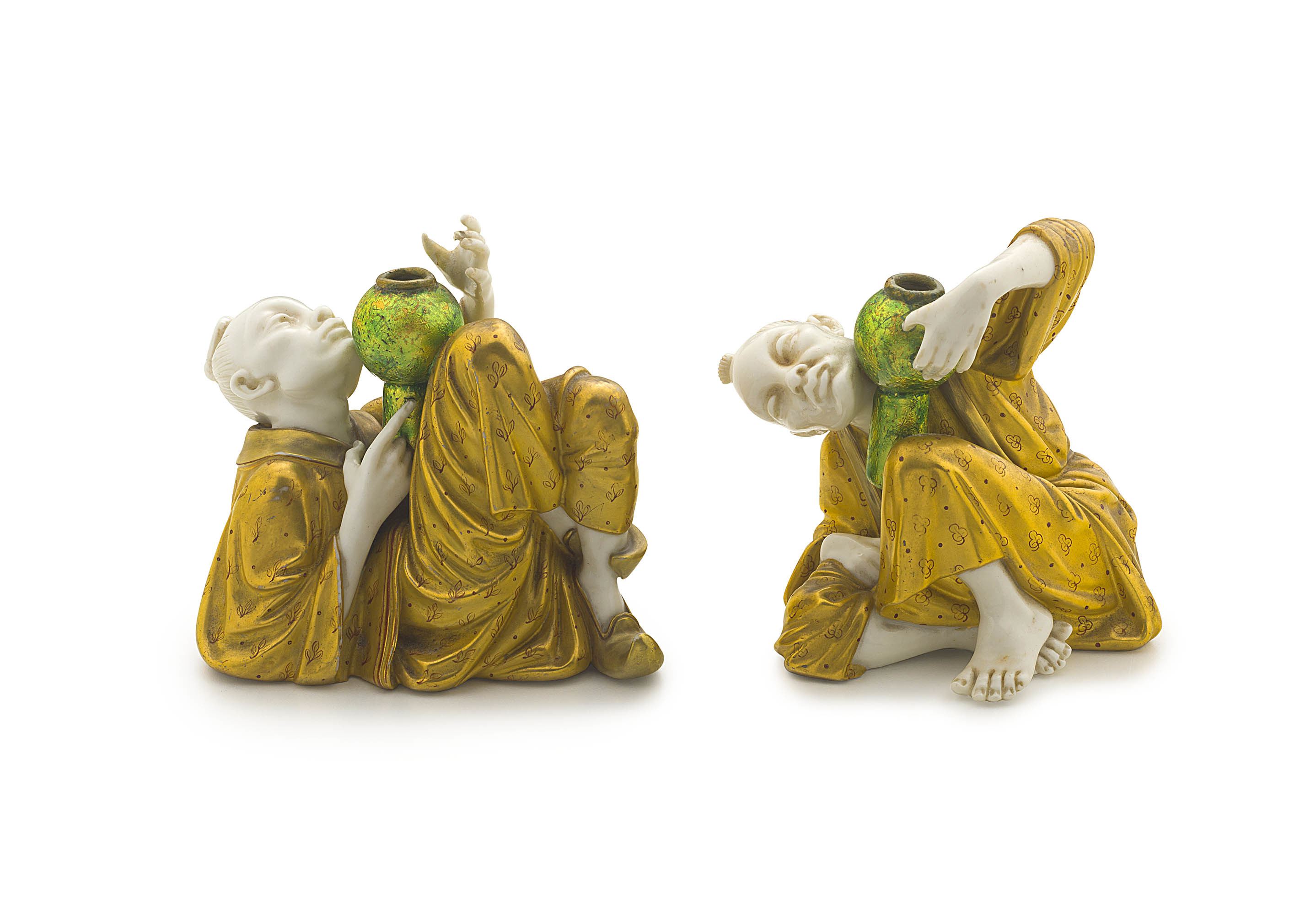 A pair of Royal Worcester 'chinoiserie' juglers, 1882