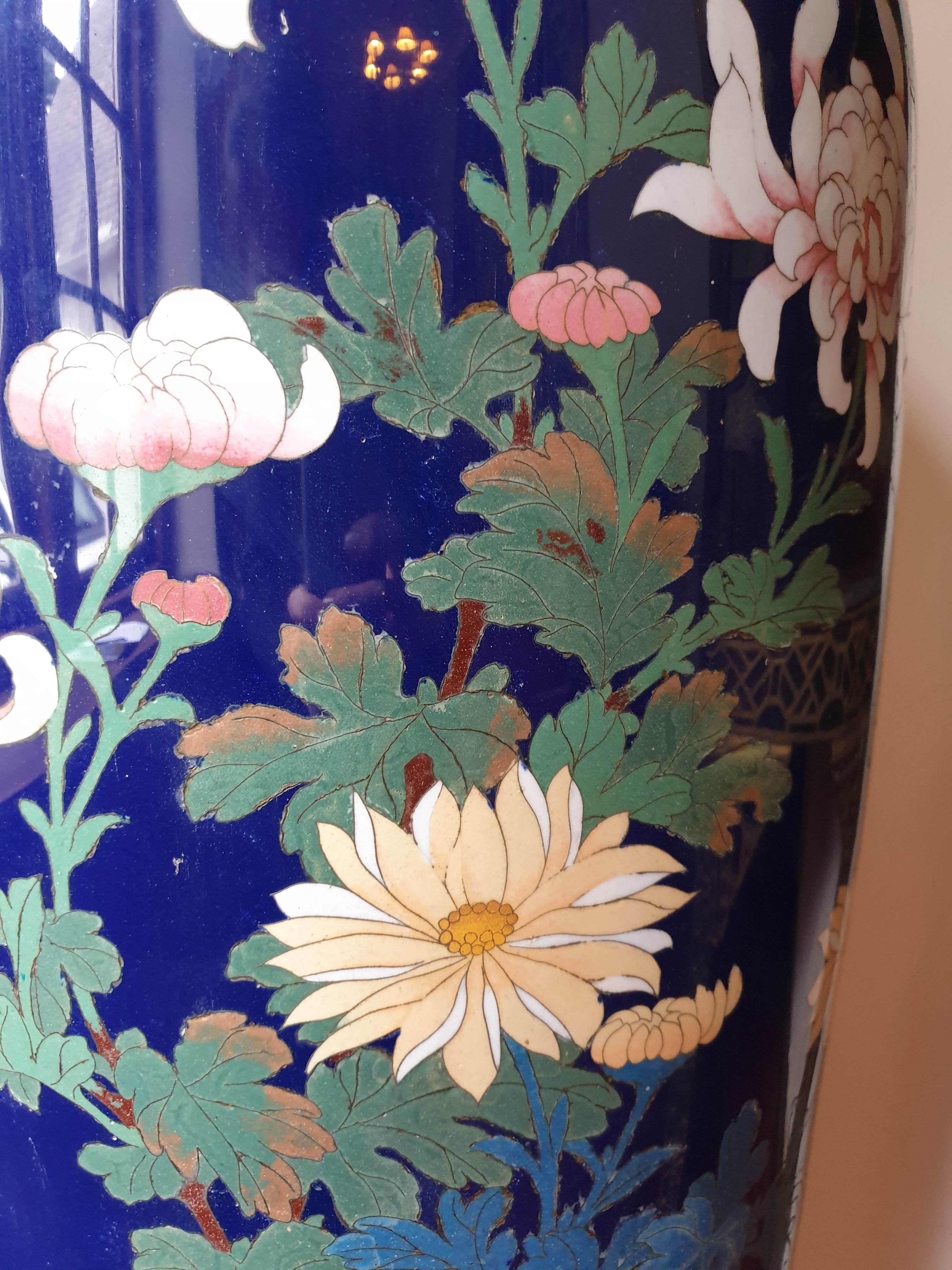 A pair of large Japanese cloisonné vases, Meiji period, 1868-1912