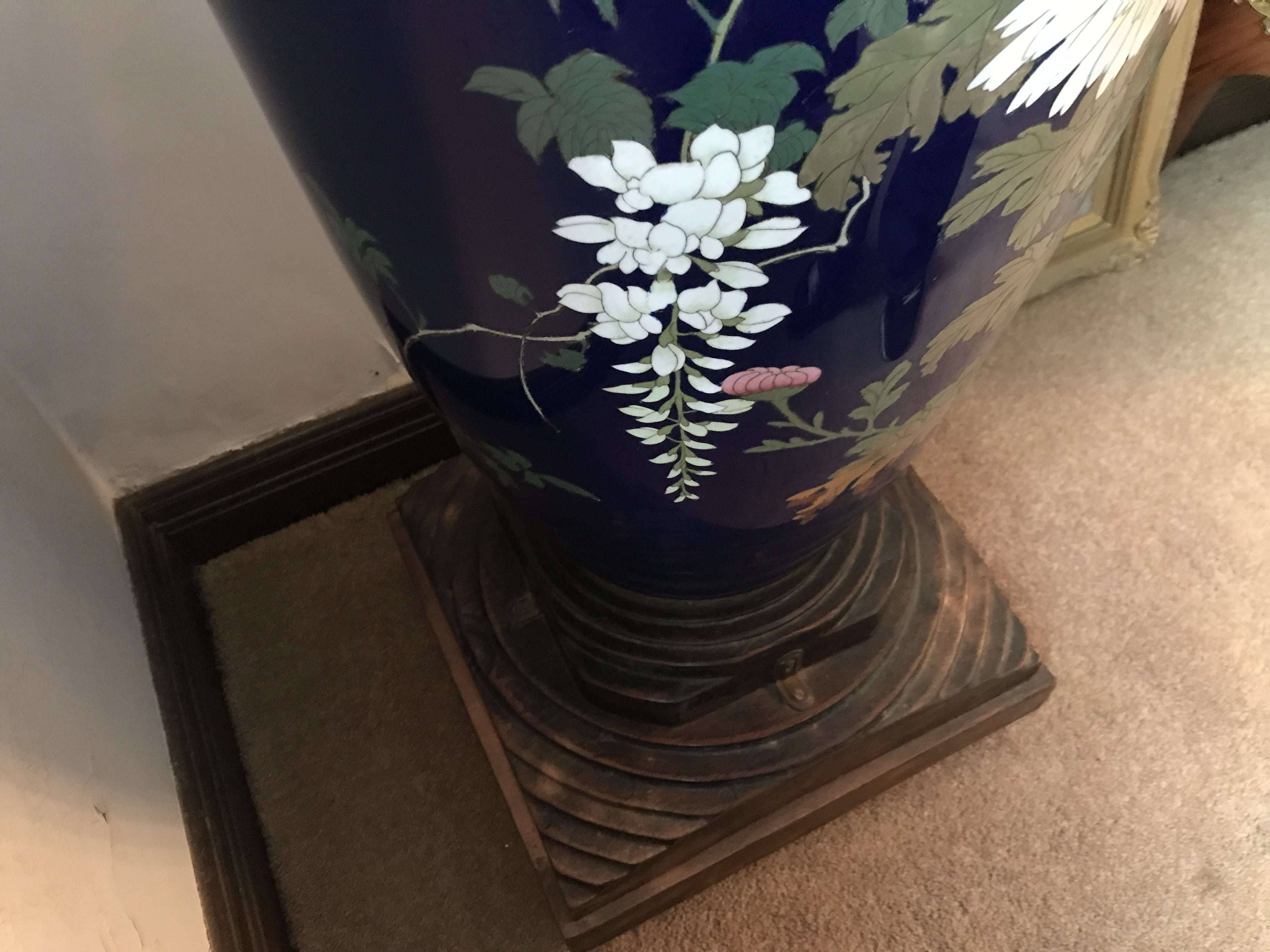 A pair of large Japanese cloisonné vases, Meiji period, 1868-1912