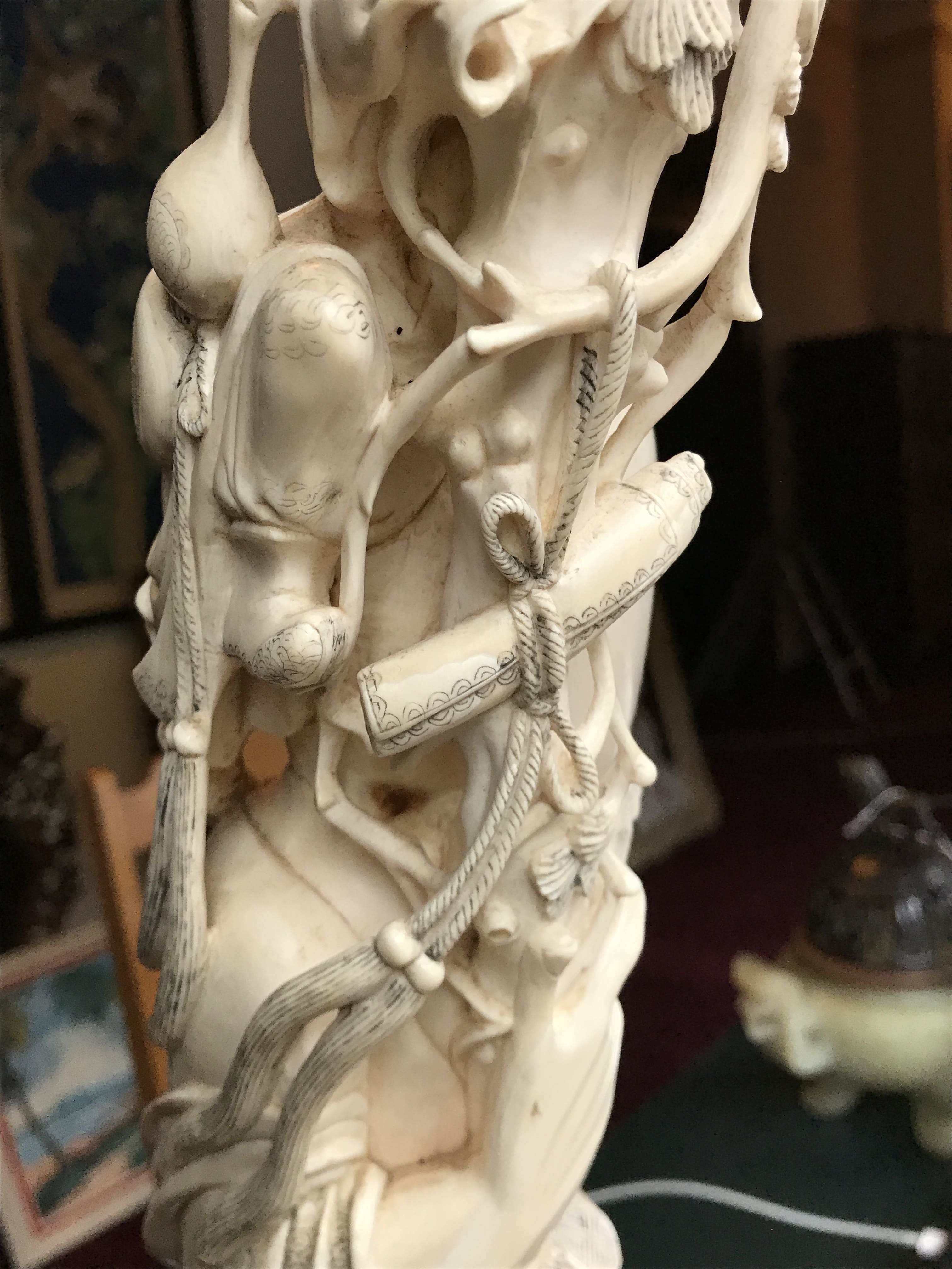 A large Chinese ivory carving of Shou-lao, Qing Dynasty, late 19th/early 20th century