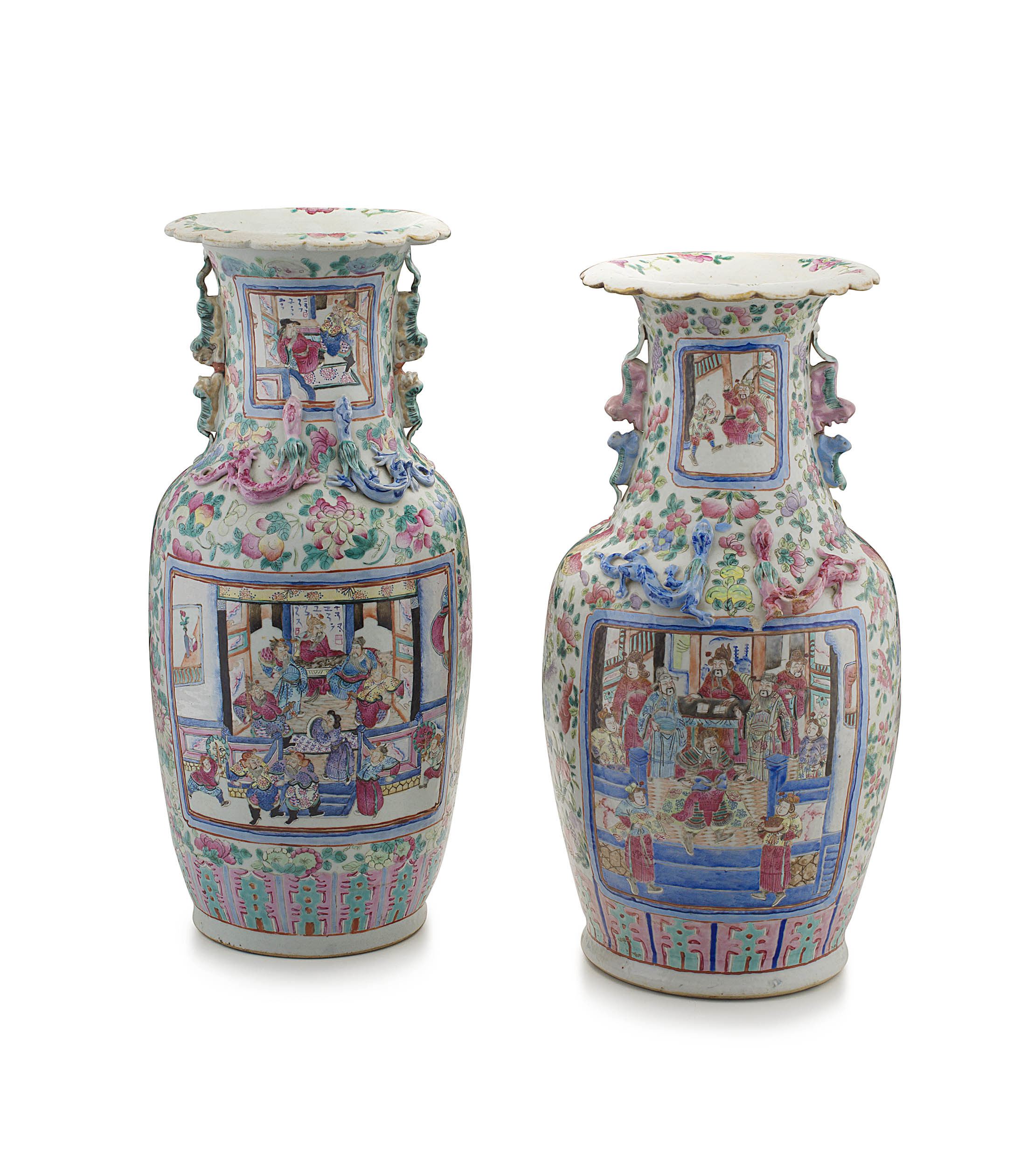 Two Chinese famille-rose vases, Qing Dynasty, 19th century