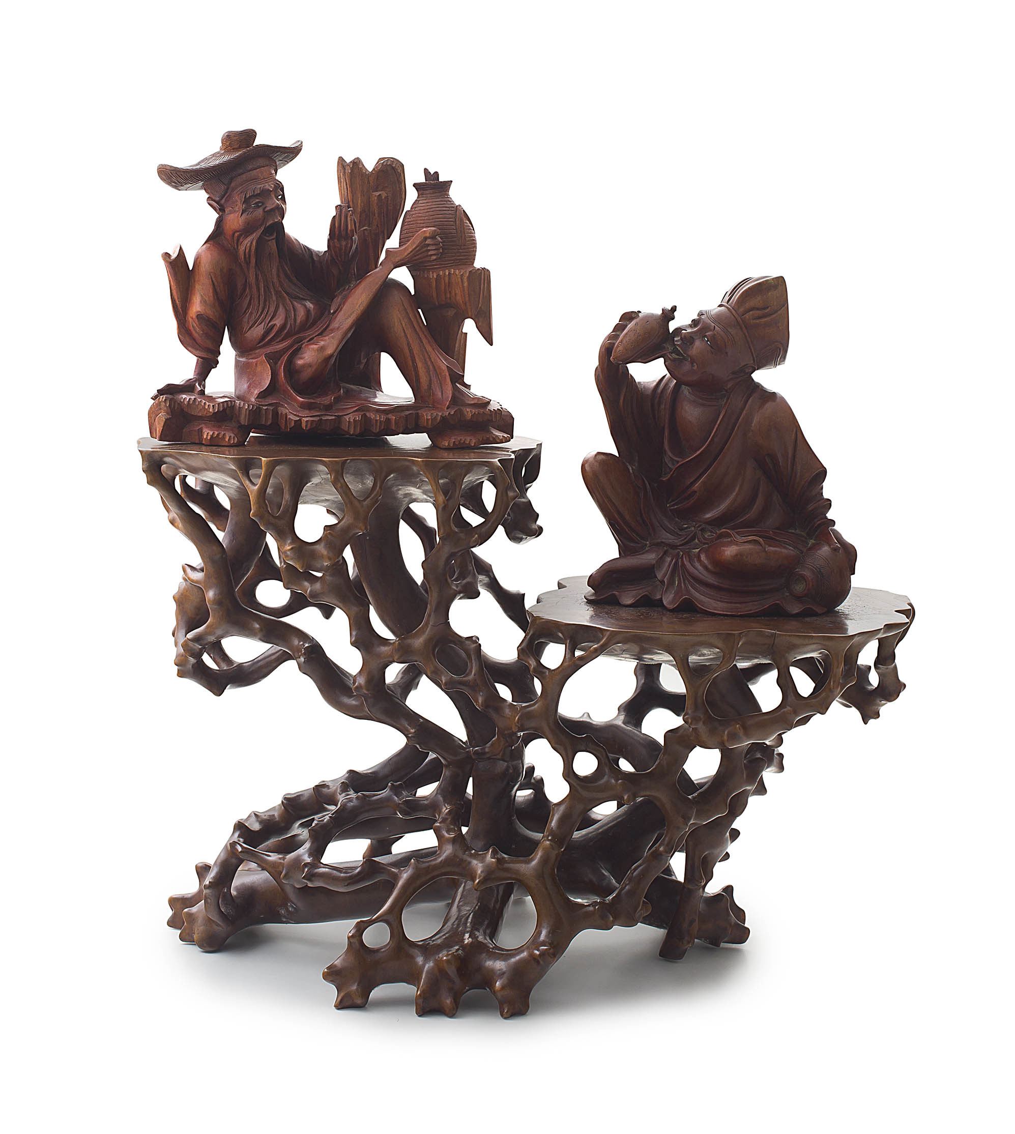 A Chinese hardwood two-tiered stand, late Qing Dynasty, 19th century