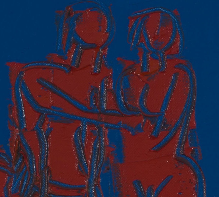 Walter Battiss; Untitled (Figures in Blue and Red)