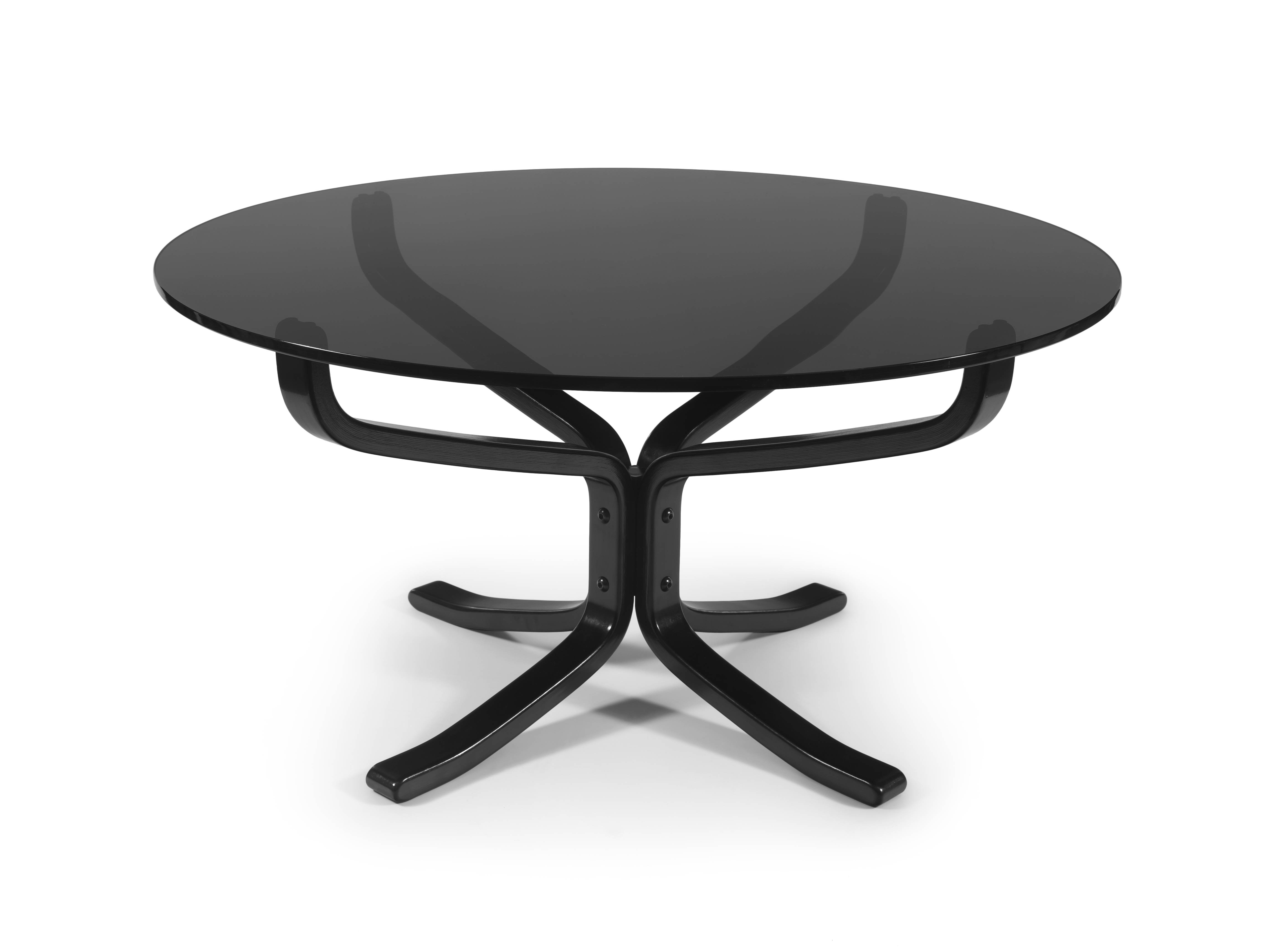 A Norwegian glass and ebonised 'Falcon' table designed in the 1960s by Sigurd Ressell for Vatne Møbler