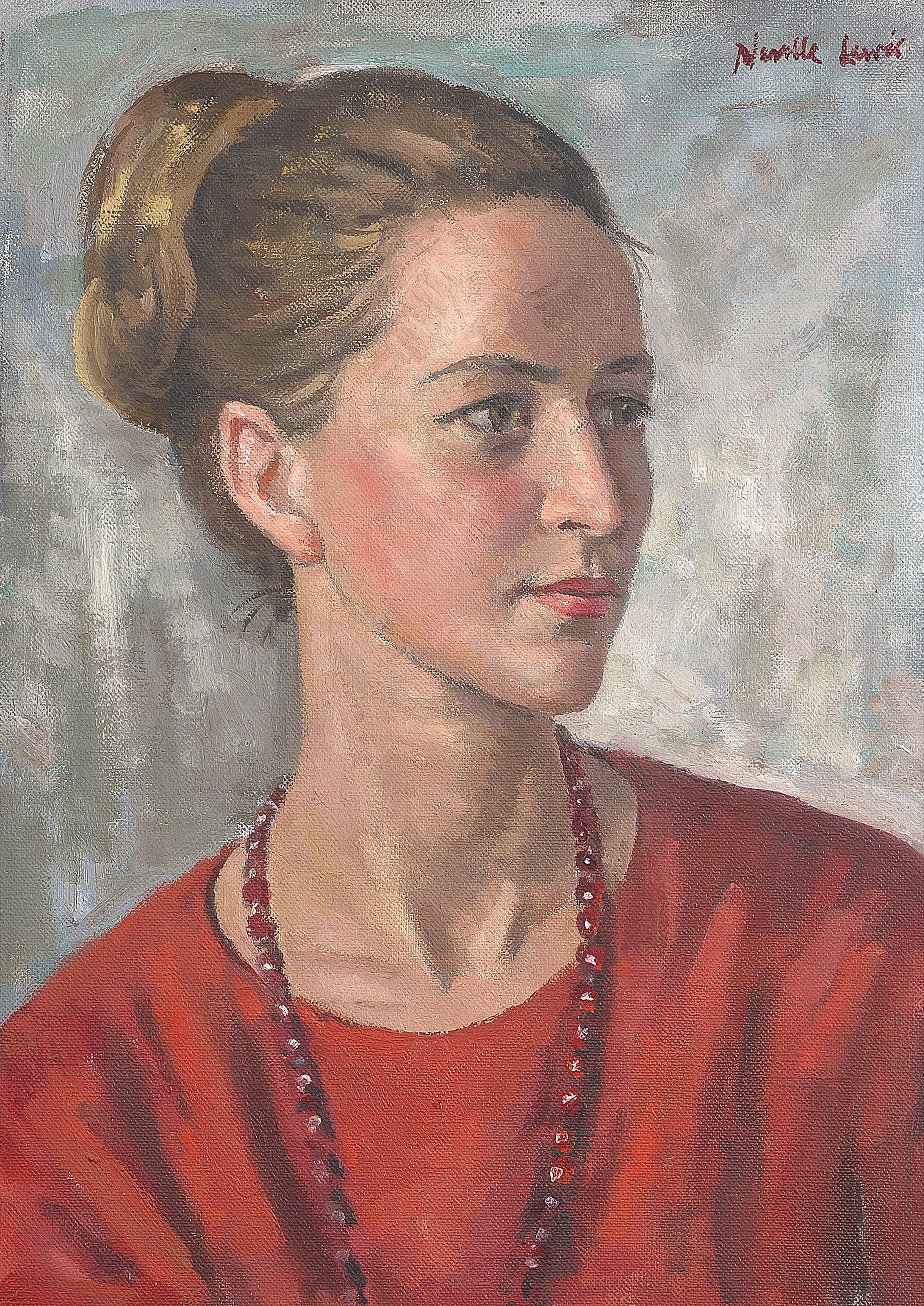 Alfred Neville Lewis; Portrait of a Woman in Red