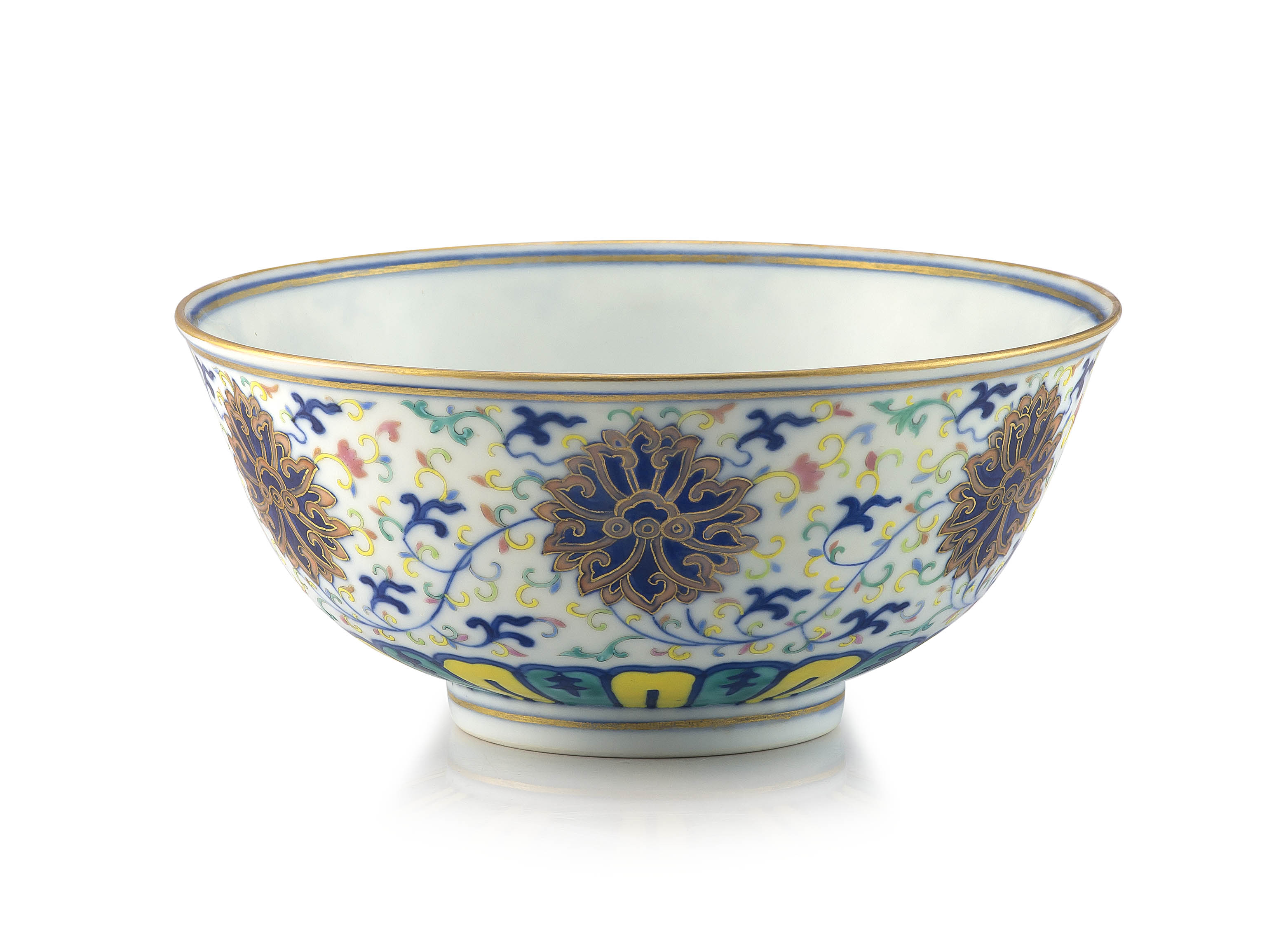 A Chinese polychrome enamel 'lotus scroll' bowl, Guangxu mark and period, 1875-1908