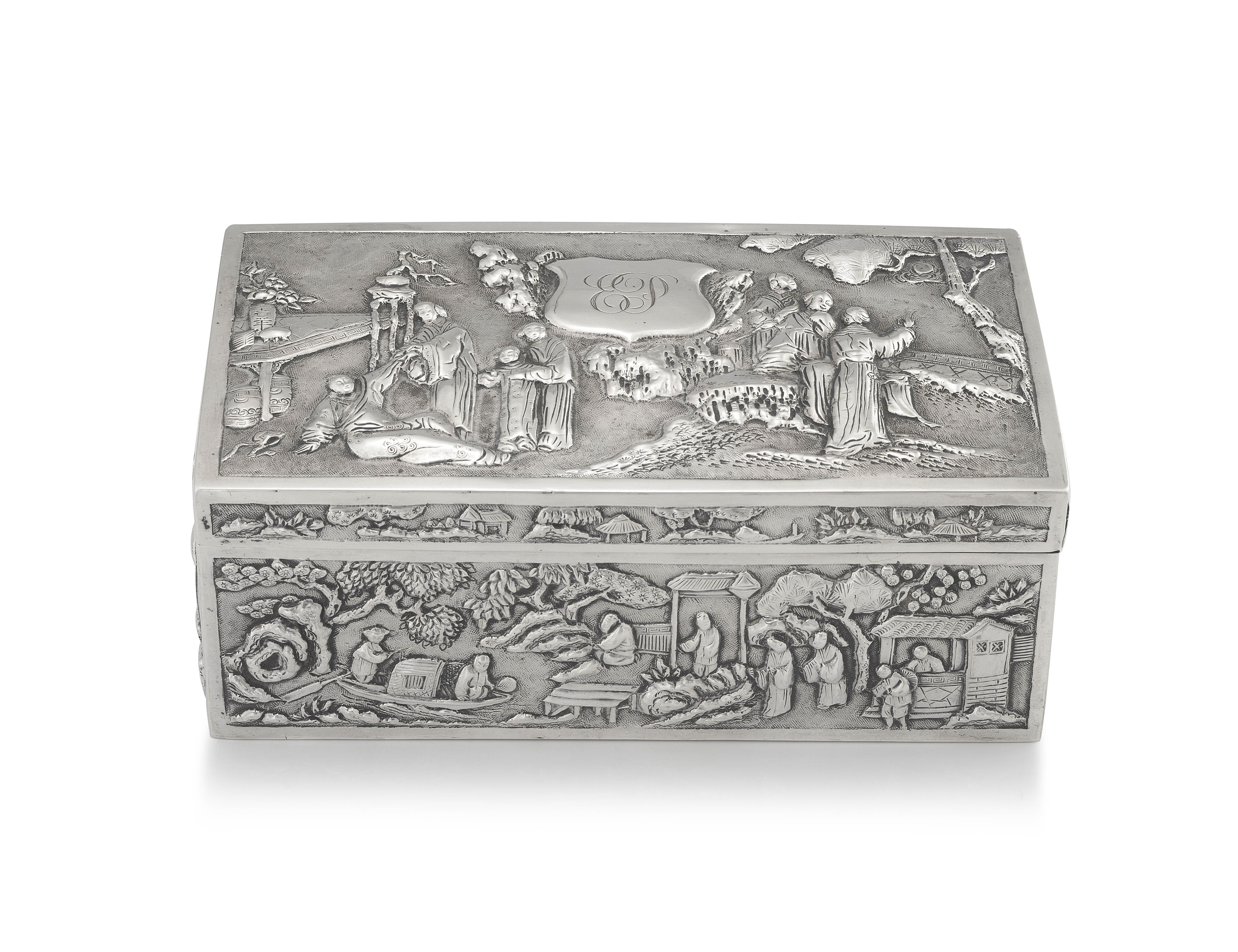 A Chinese Export silver box, Kwan Wo, 1875-1940