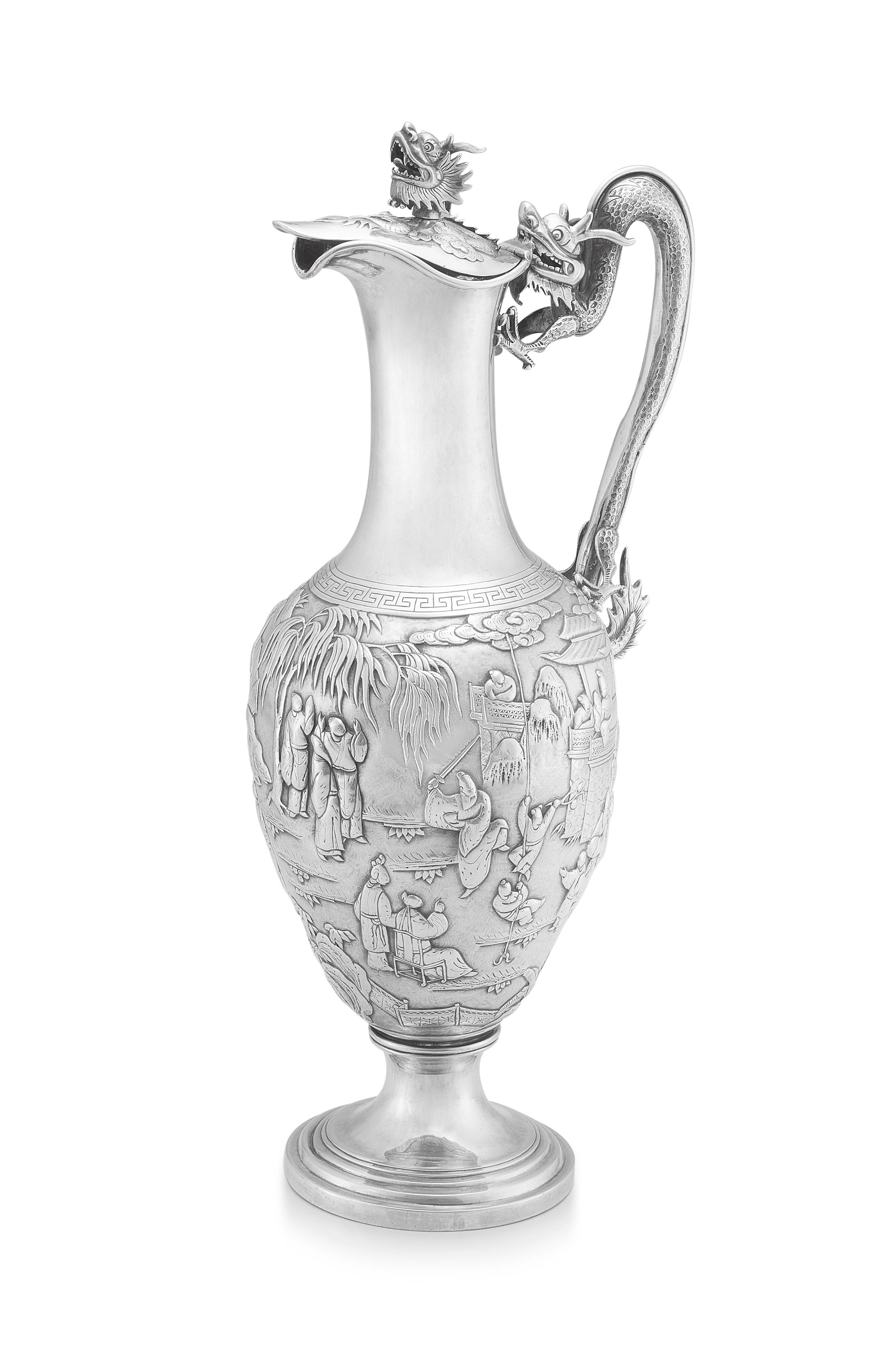 A Chinese Export silver claret jug, Wang Hing, 1854-1941