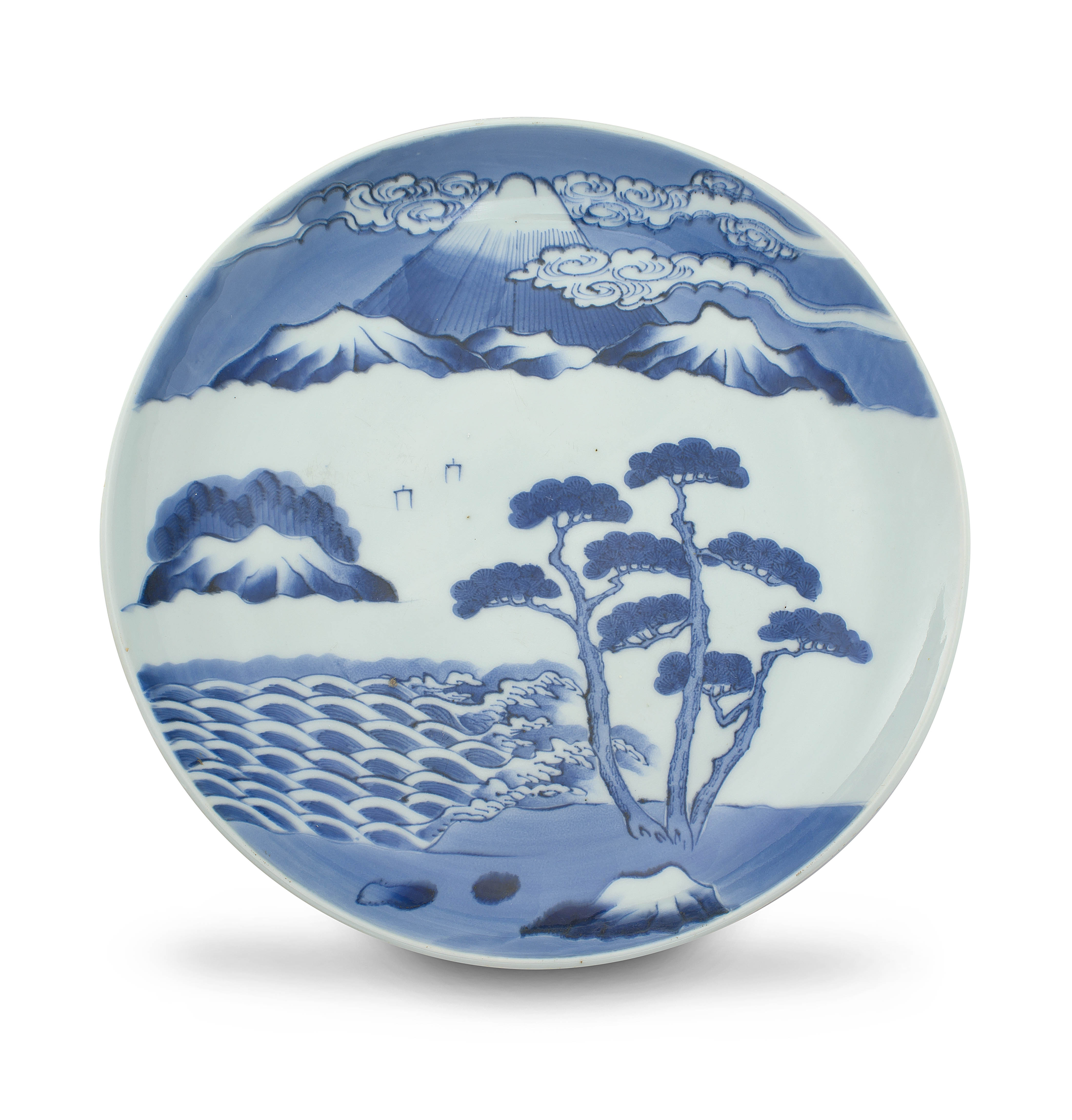 A Japanese blue and white dish, early 19th century
