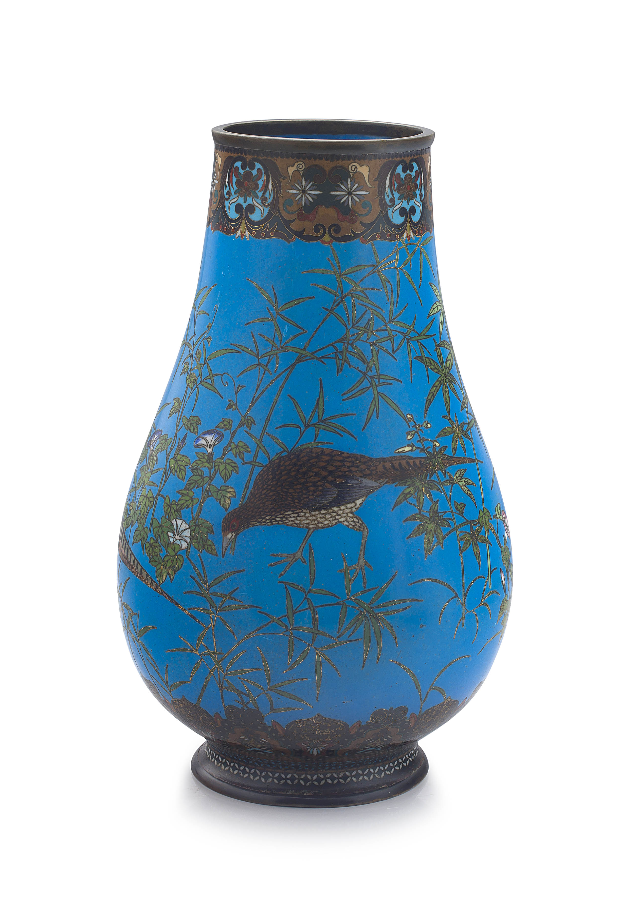 A Japanese cloisonné enamel vase, Meiji period, 1868-1912