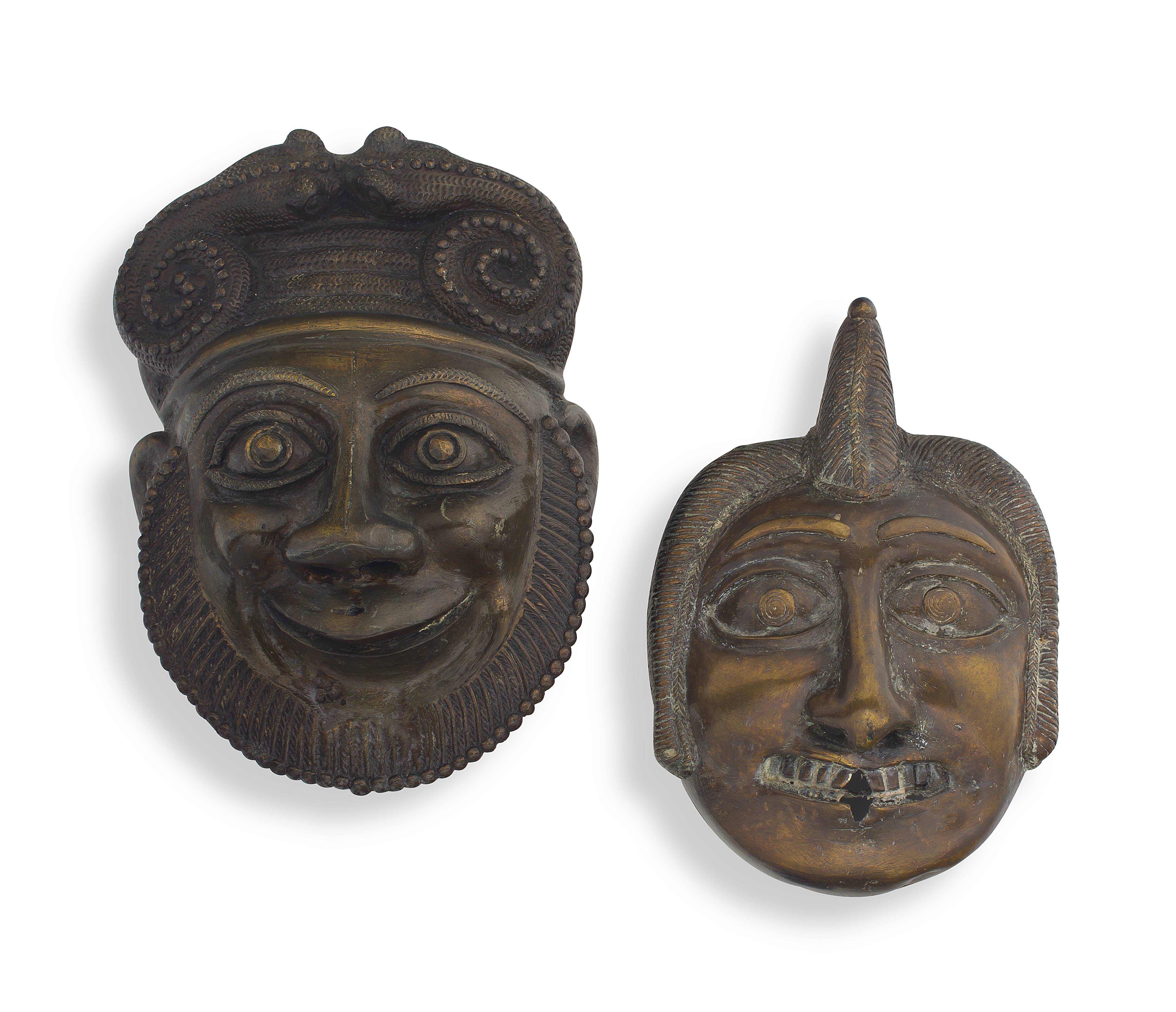 A bronze mask, 19th century, possibly Indian